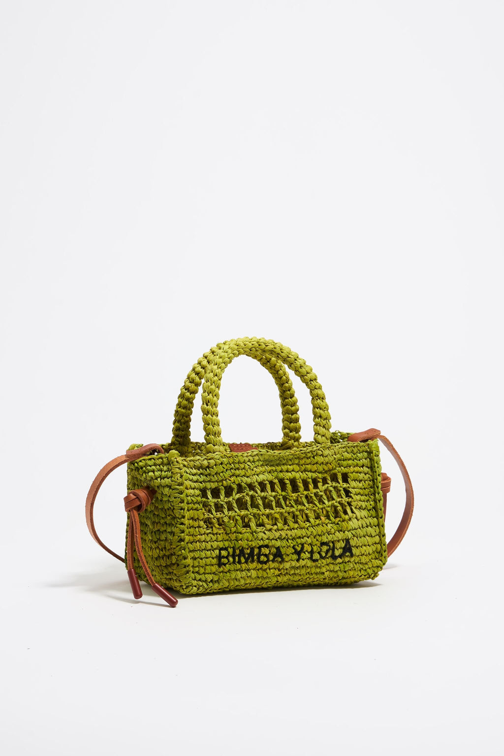 Small lime raffia bag