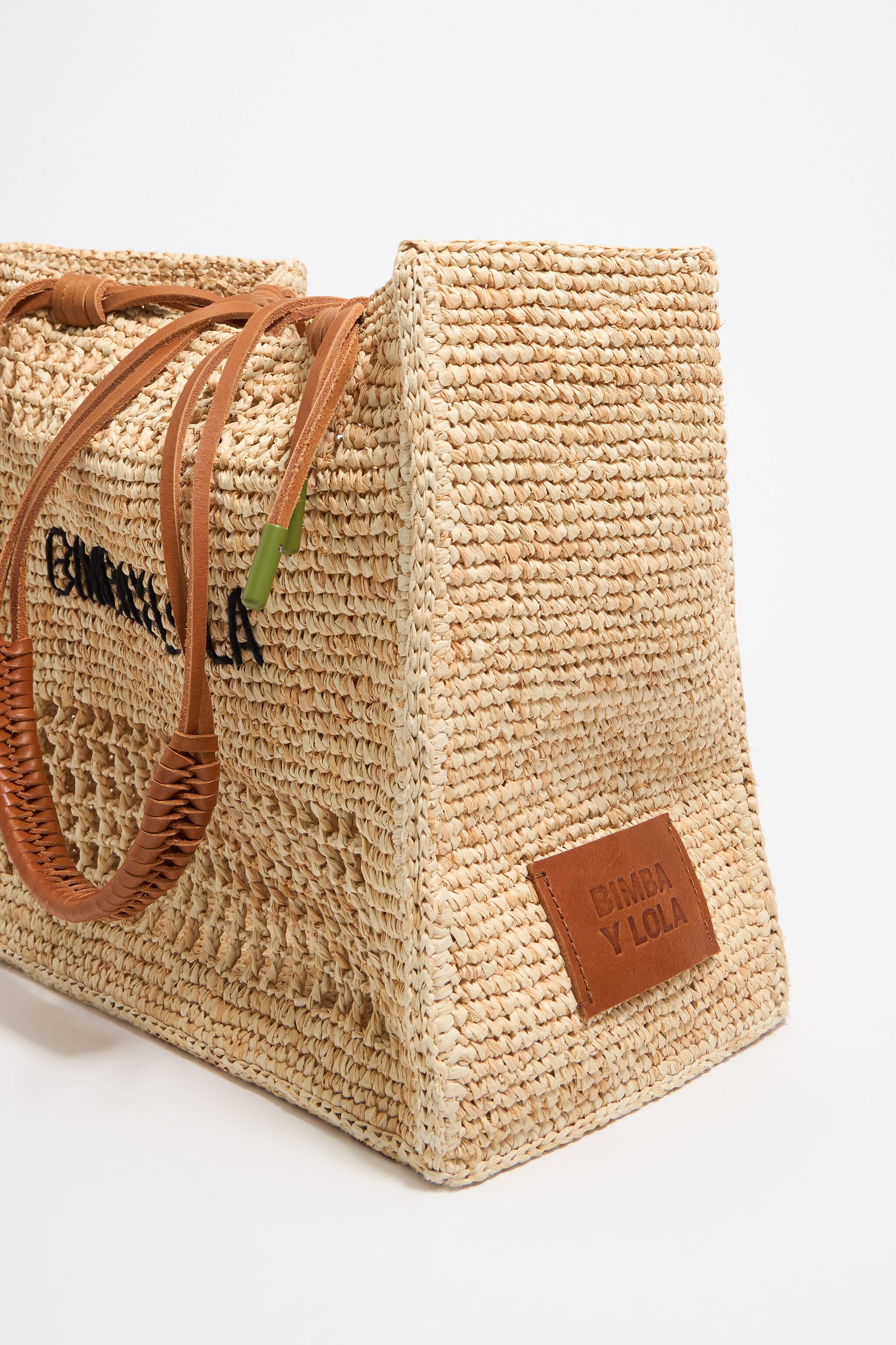 Large natural raffia shopper bag