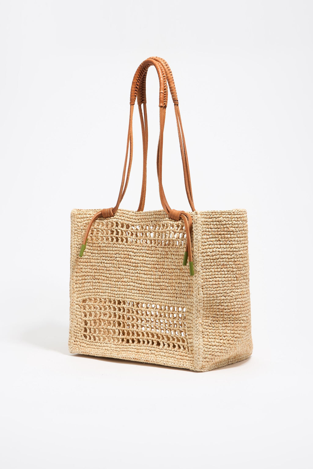 Large natural raffia shopper bag