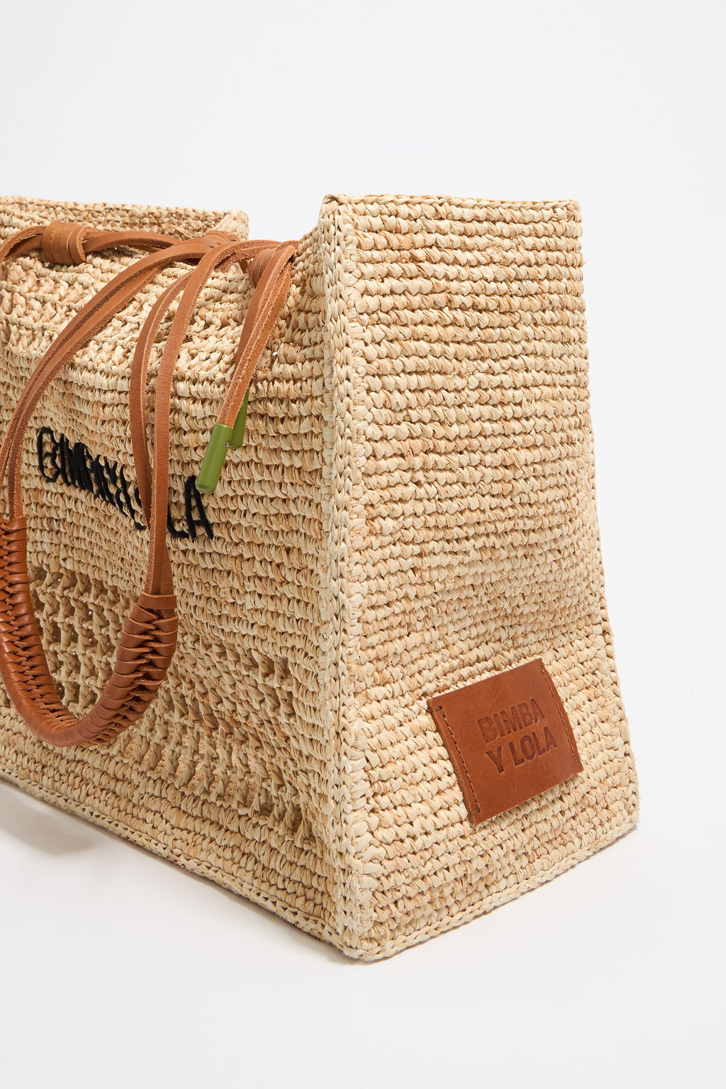 Large natural raffia shopper bag