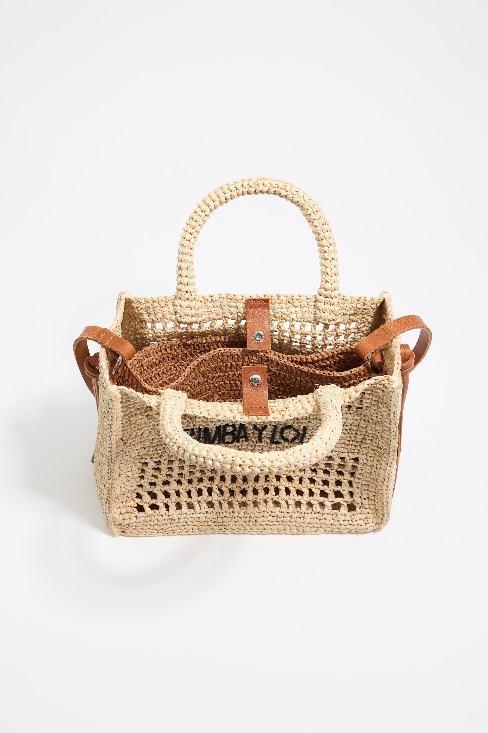 Small natural raffia shopper bag