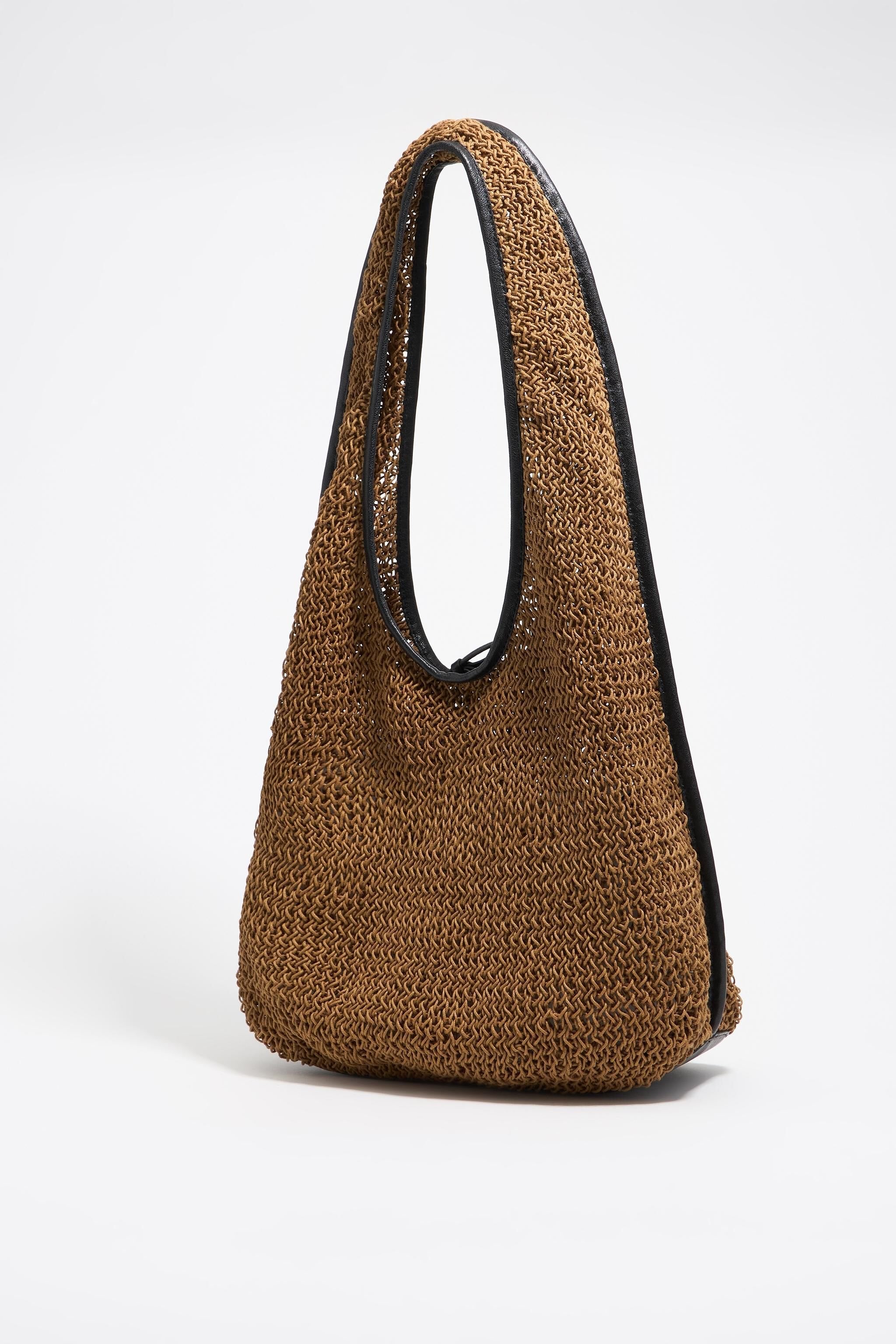 Olive plaited shoulder Paper bag