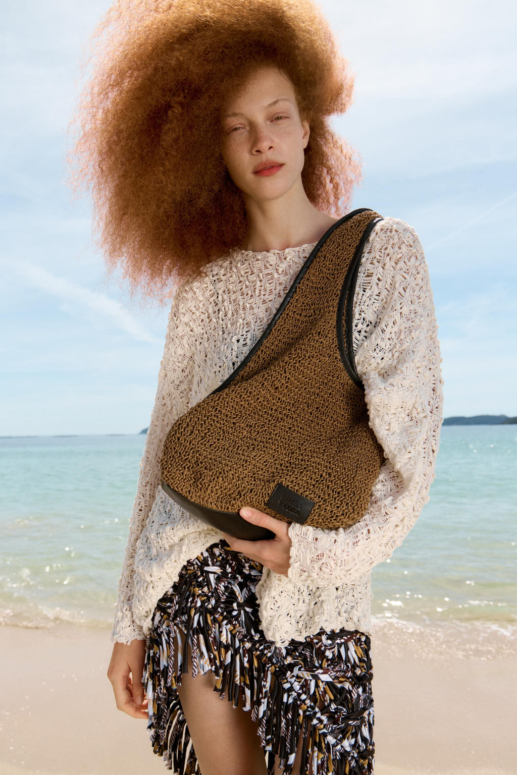 Olive plaited shoulder Paper bag