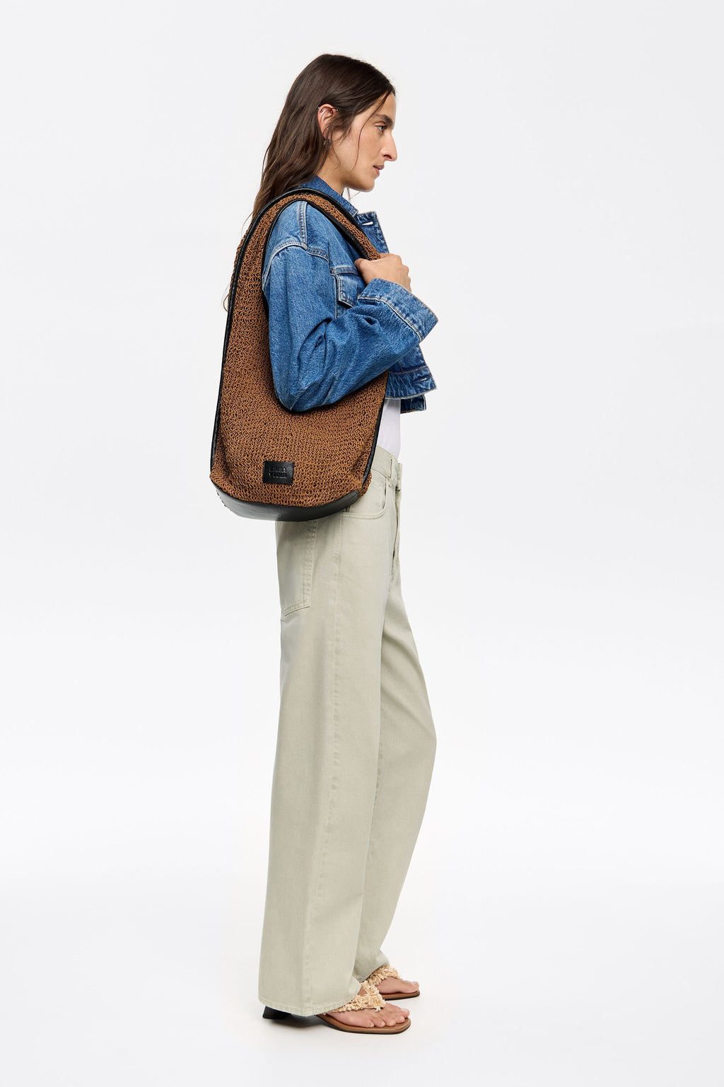 Olive plaited shoulder Paper bag