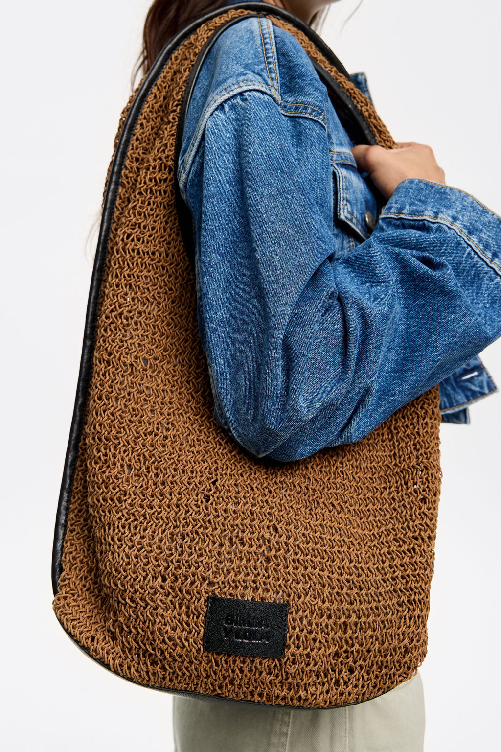 Olive plaited shoulder Paper bag