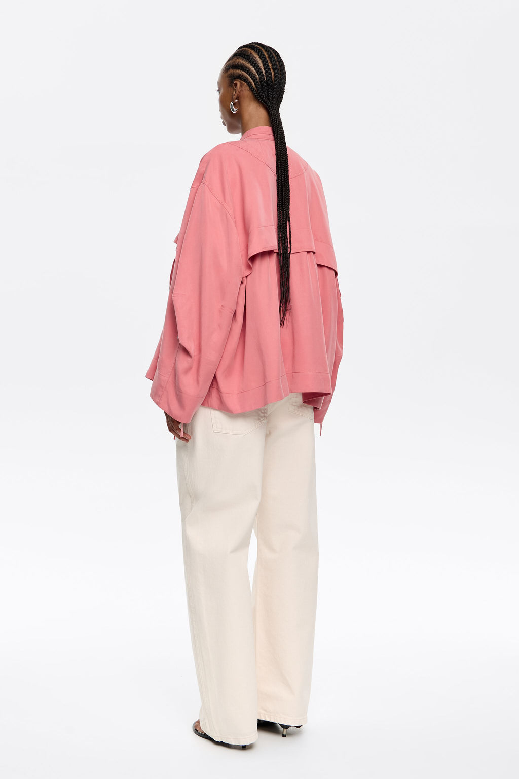 Coral fluid double-breasted jacket