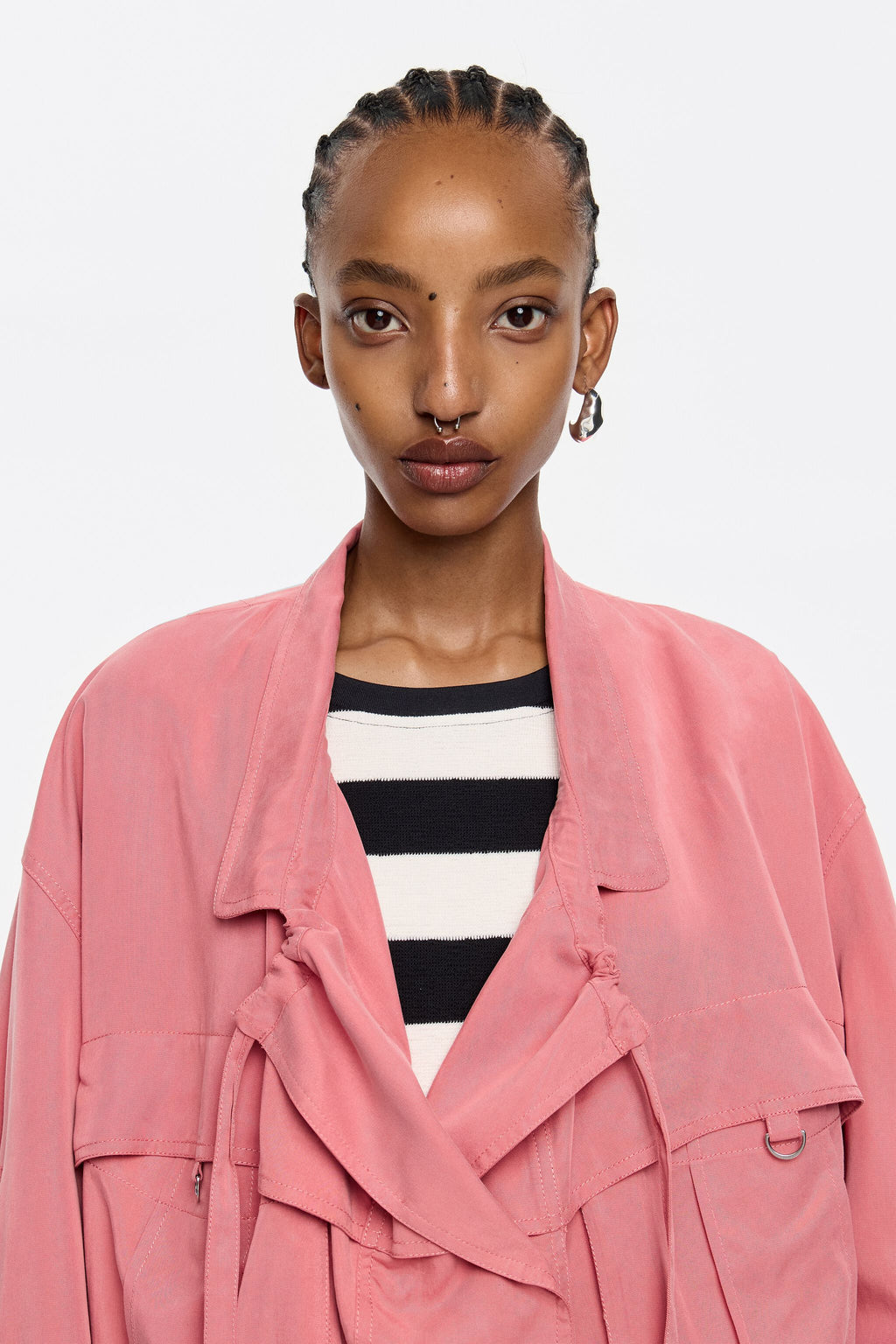 Coral fluid double-breasted jacket