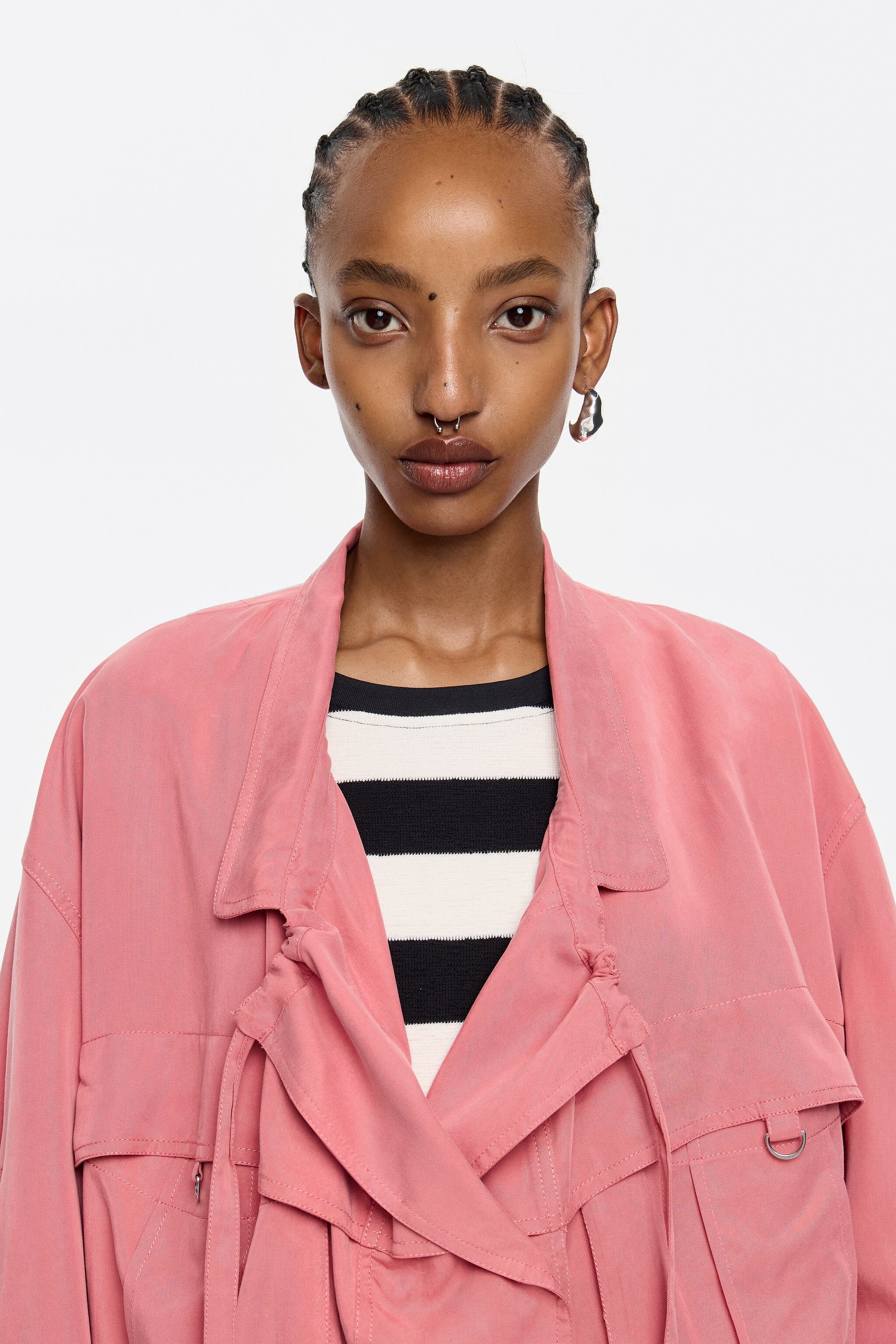 Coral fluid double-breasted jacket