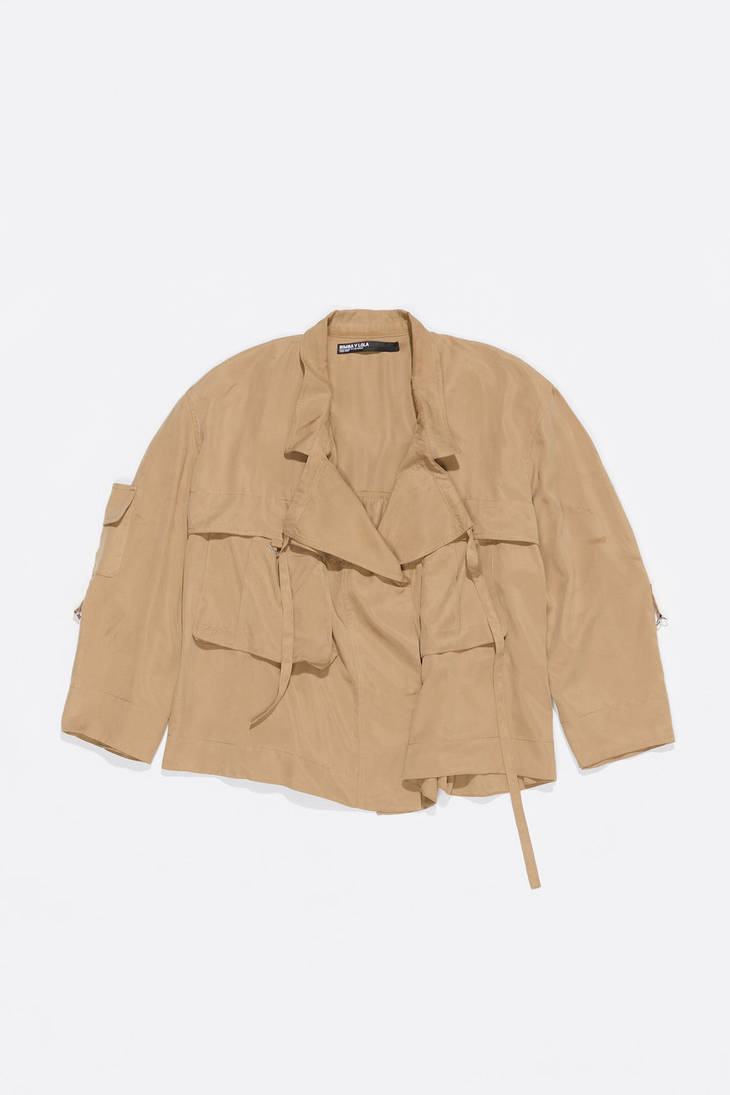 Camel fluid double-breasted jacket