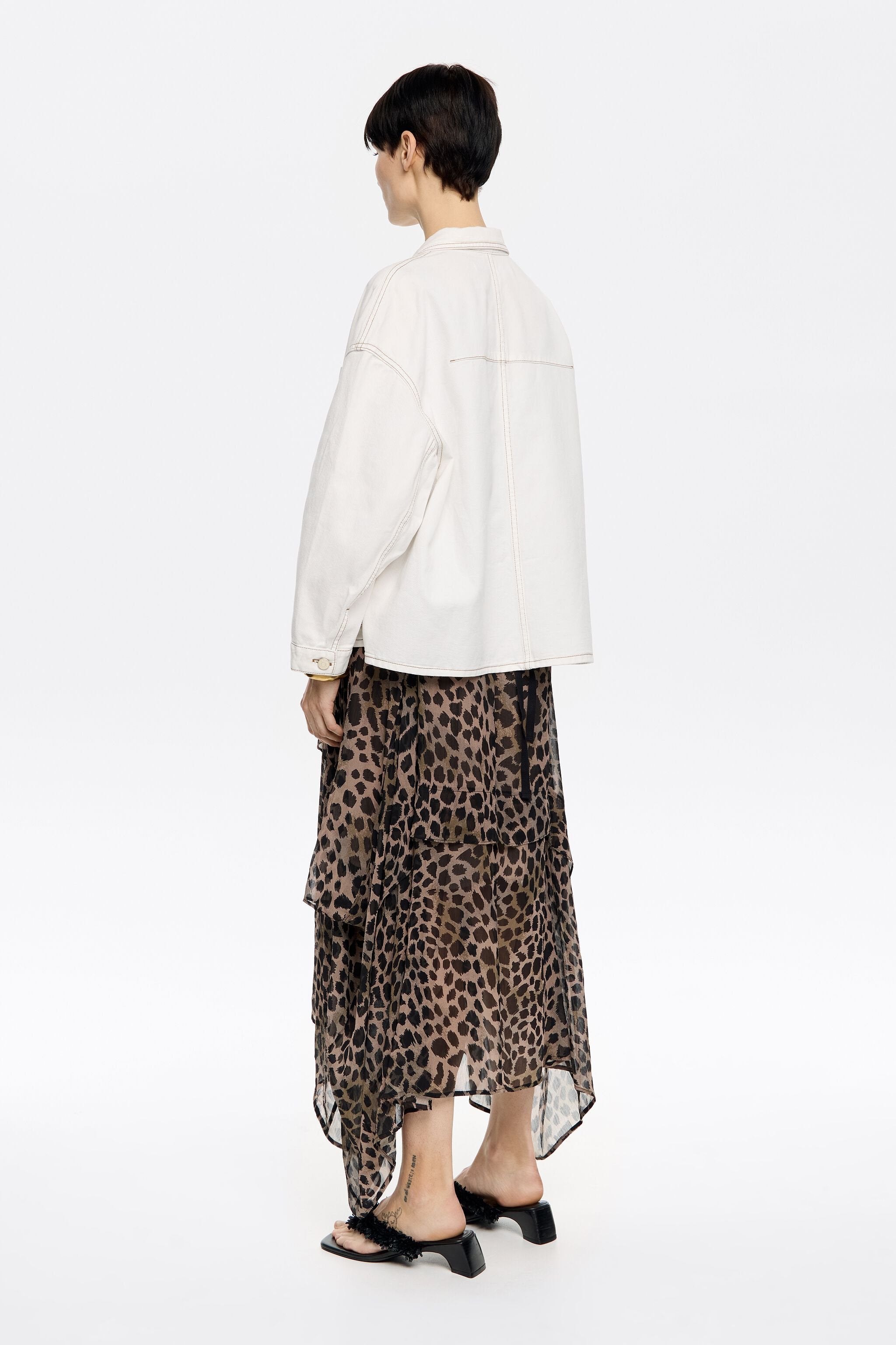 White straight denim jacket