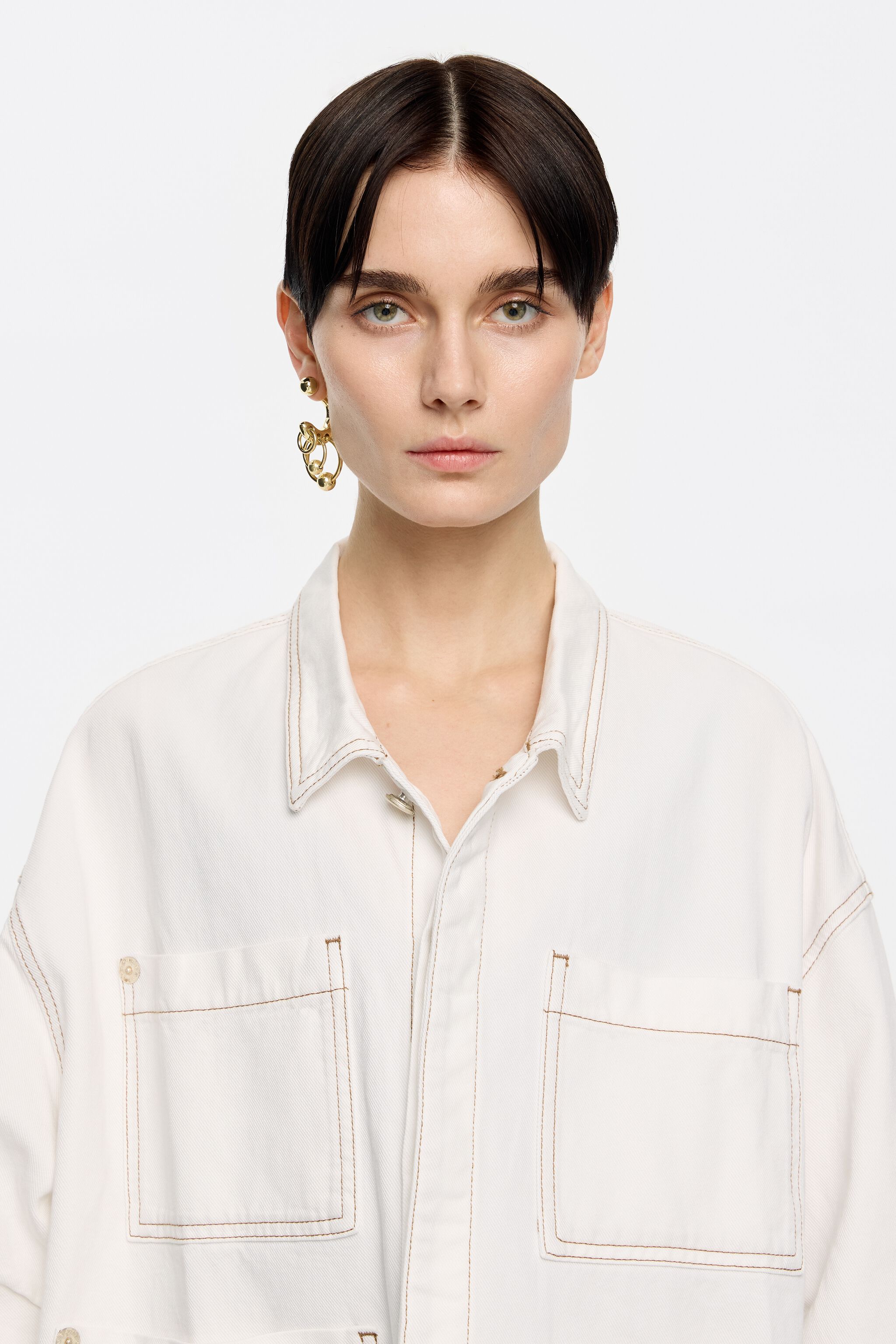 White straight denim jacket