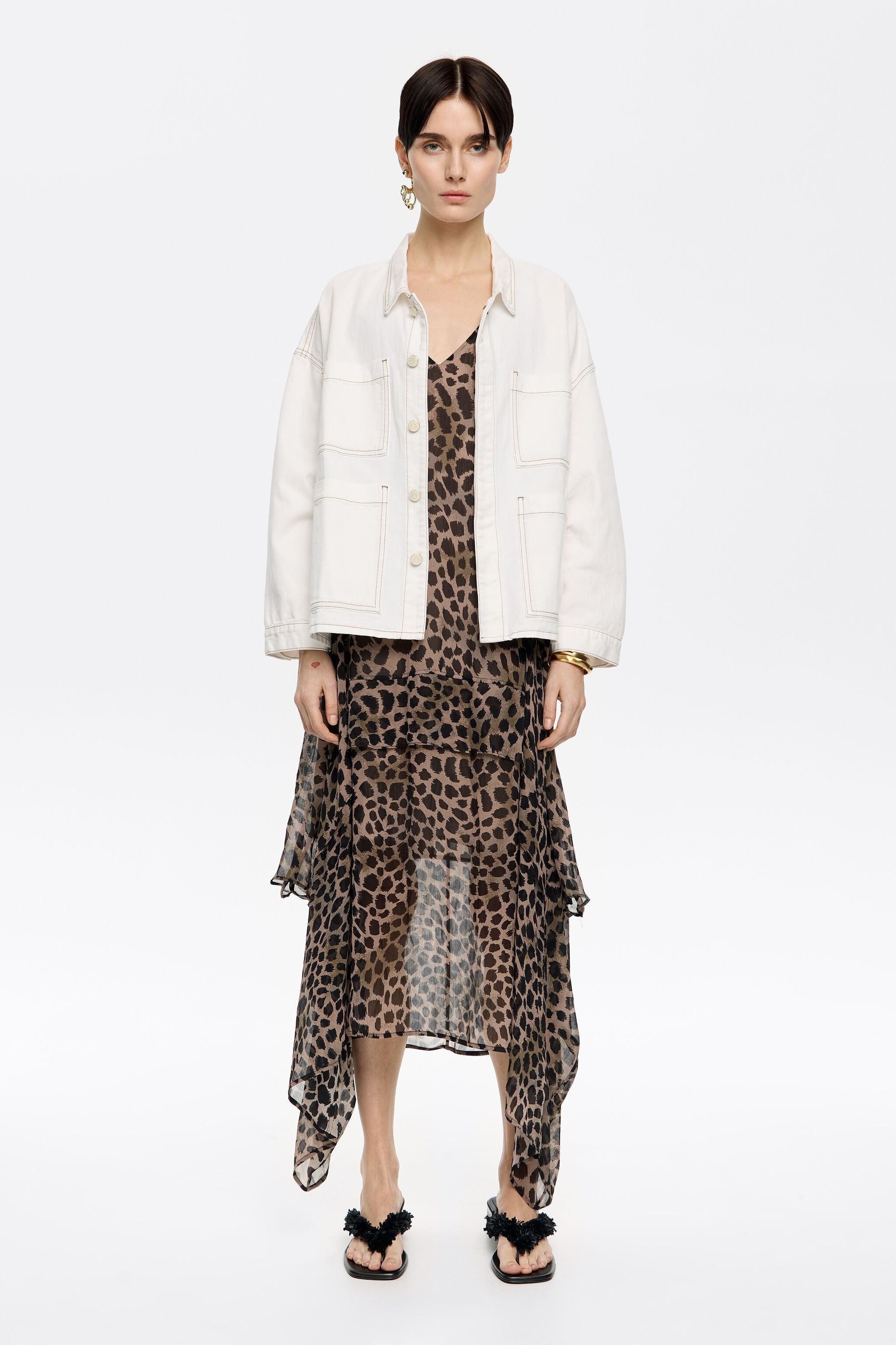 White straight denim jacket