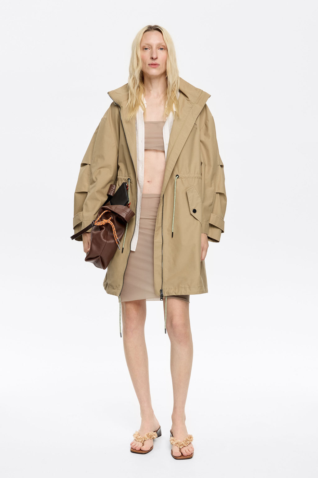 Light khaki A-line trench