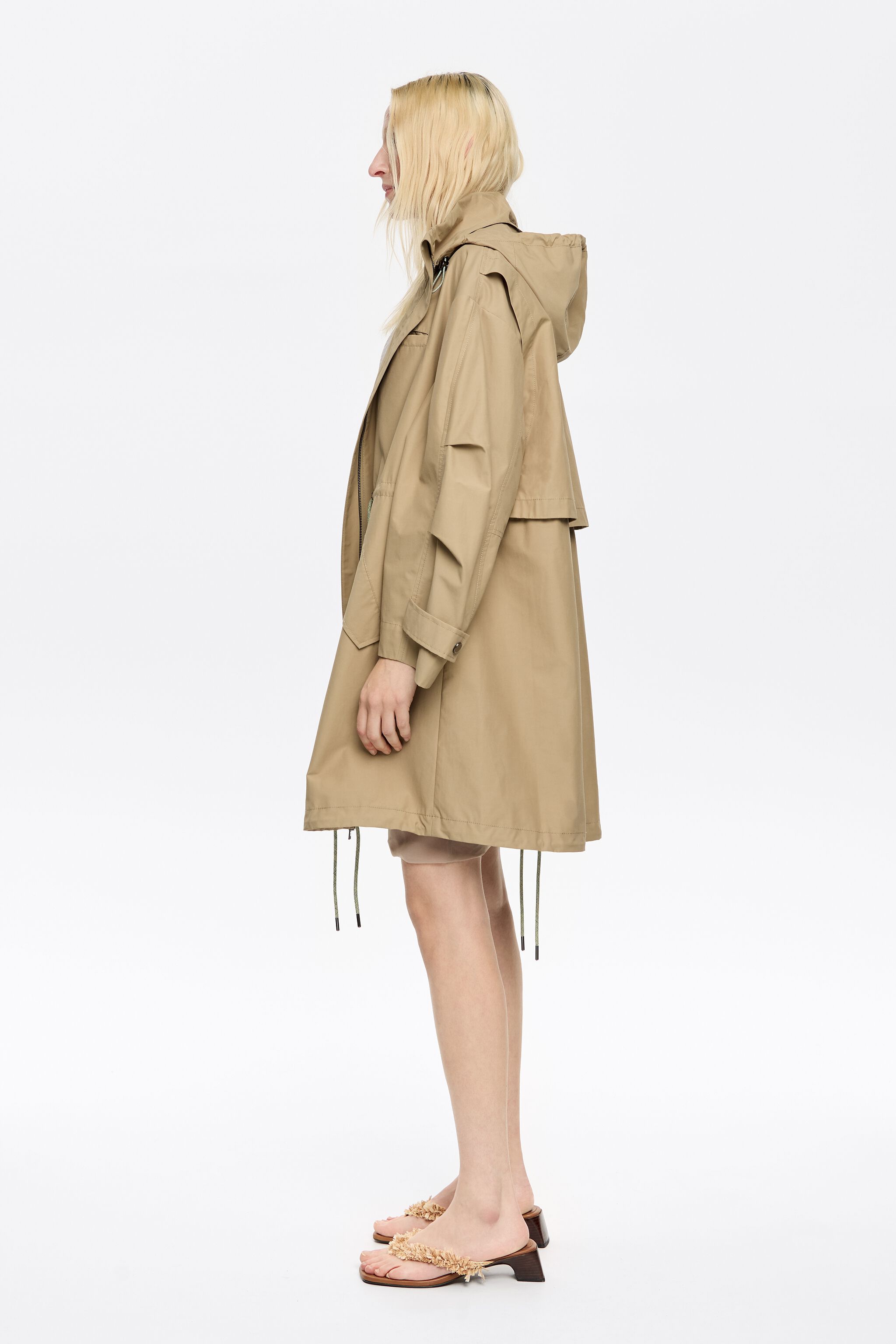Light khaki A-line trench