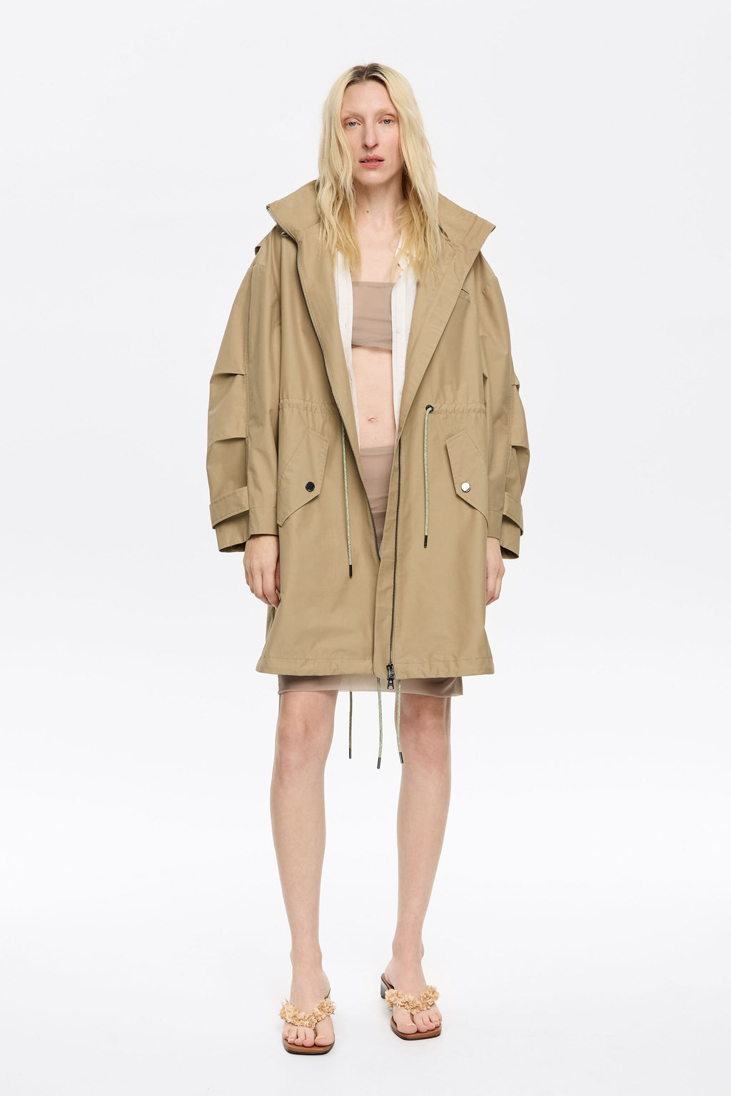 Light khaki A-line trench