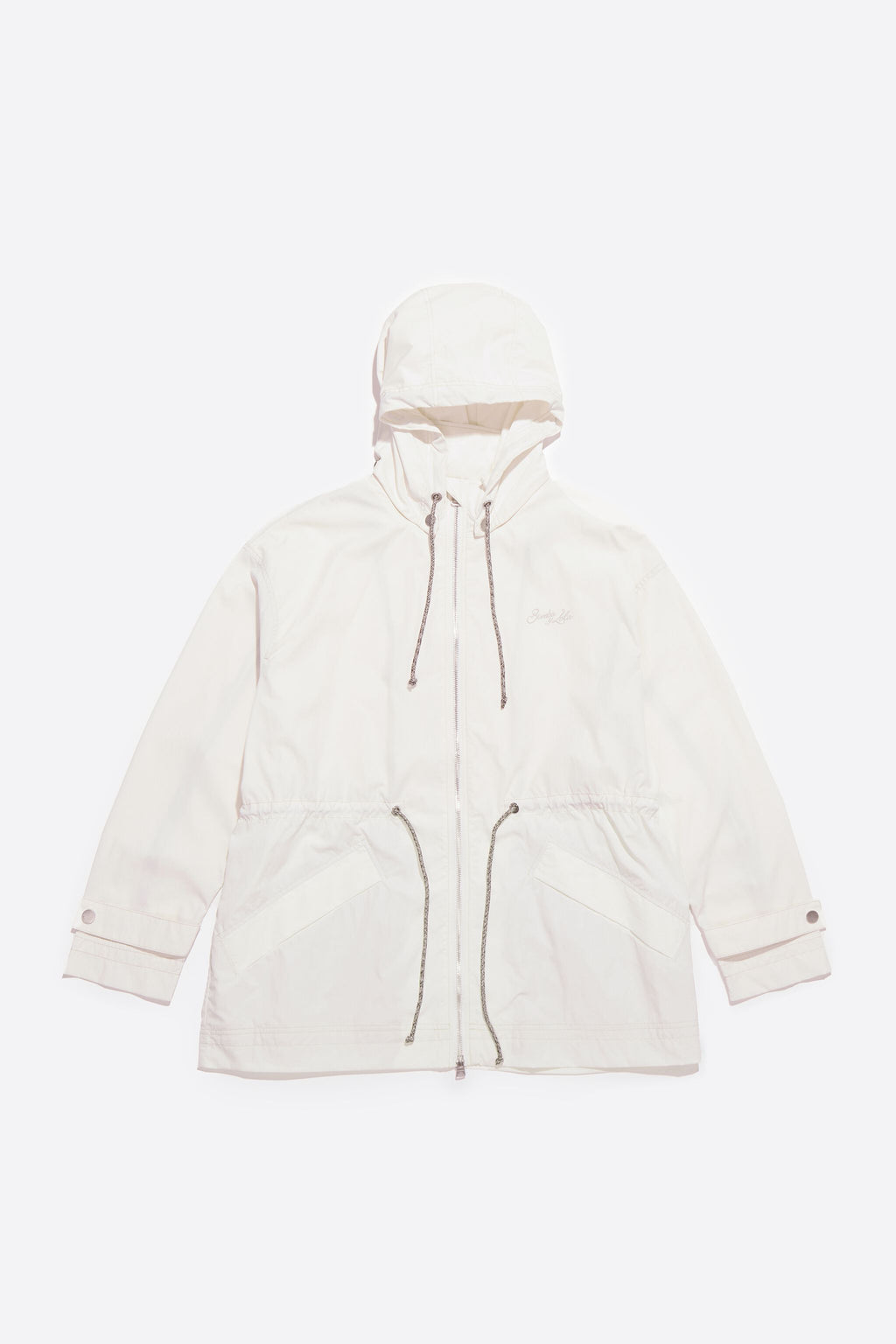 Ivory drawstring waist trench