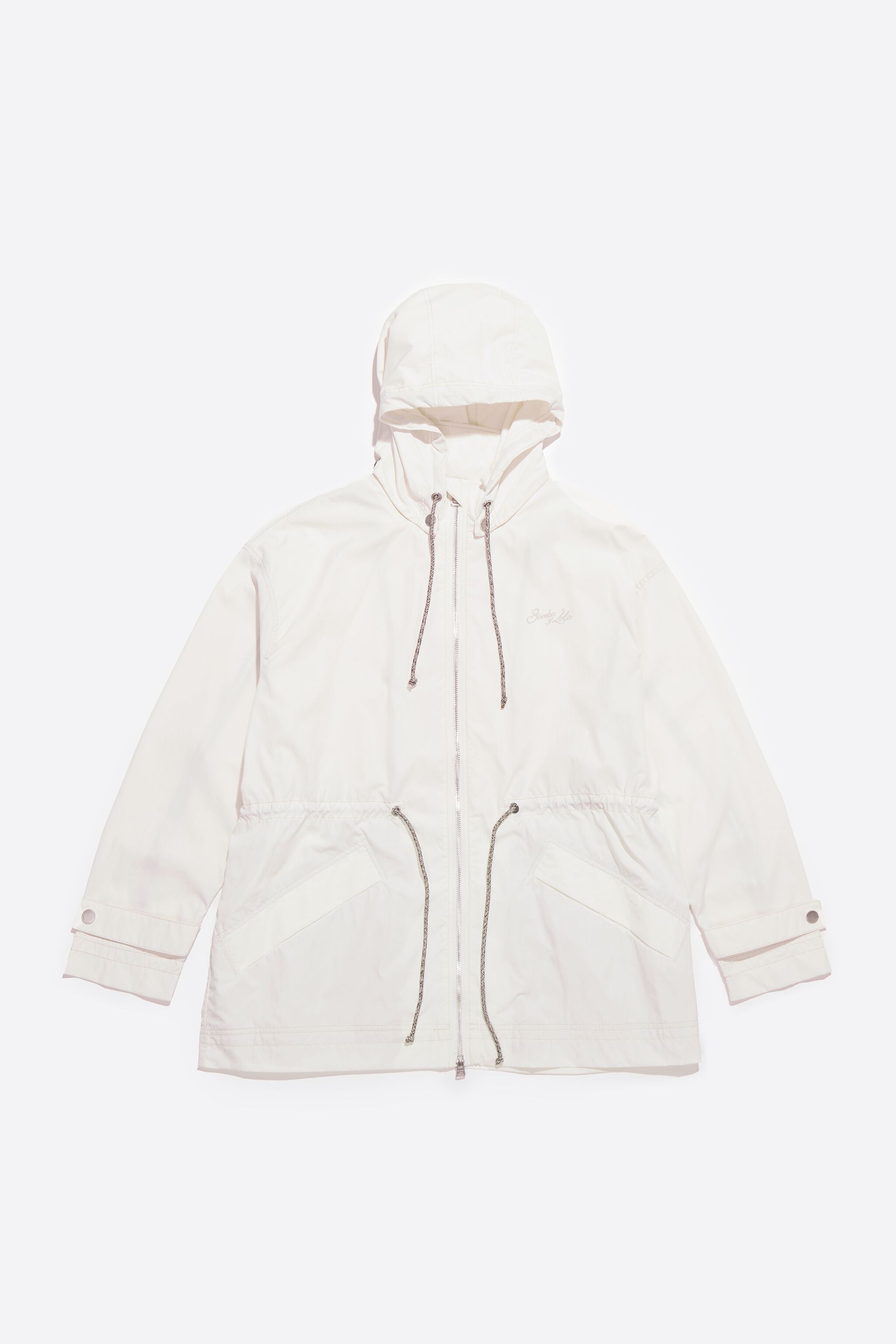 Ivory drawstring waist trench