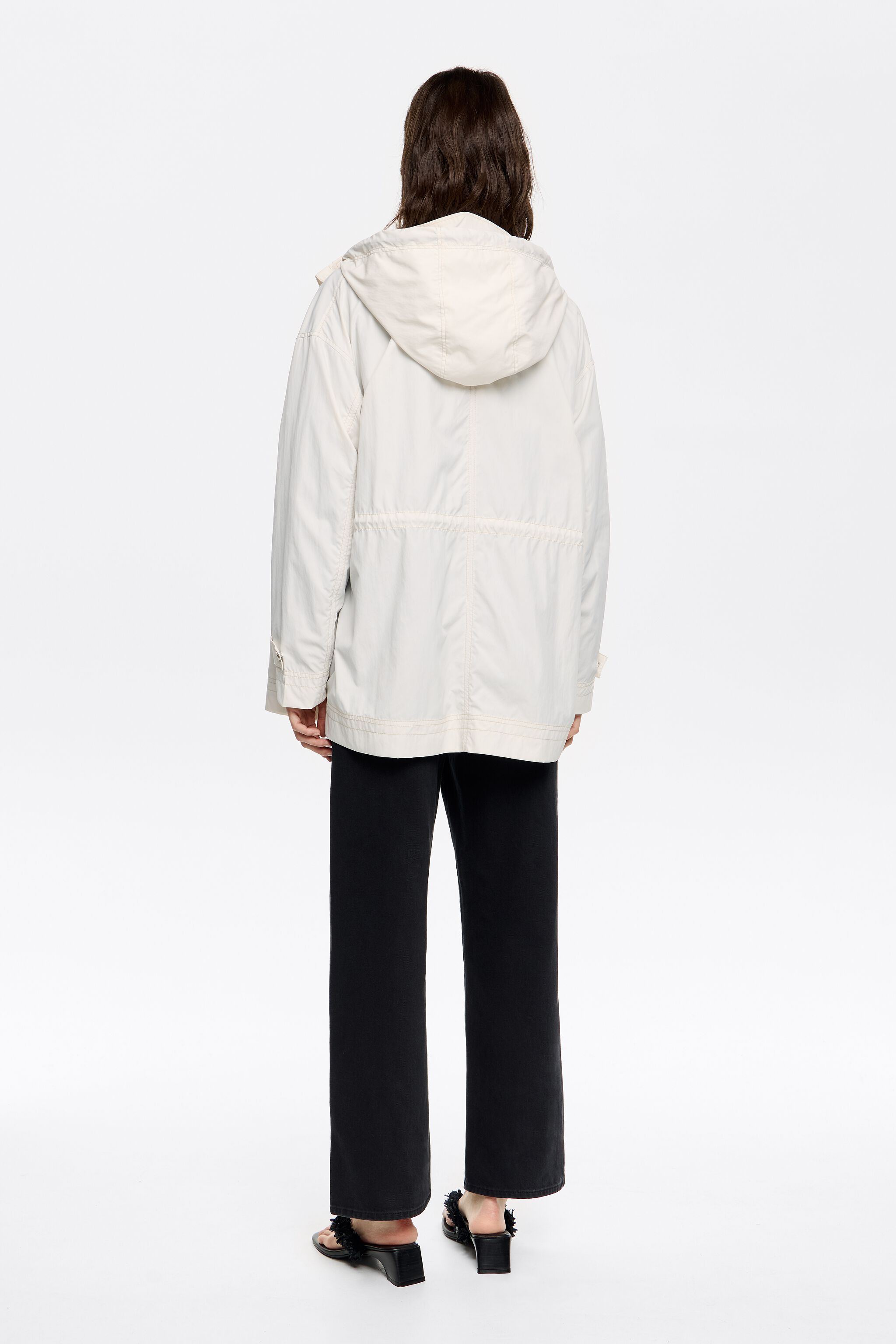 Ivory drawstring waist trench