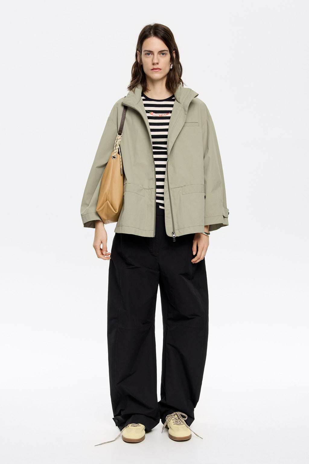 Light khaki A-line trench