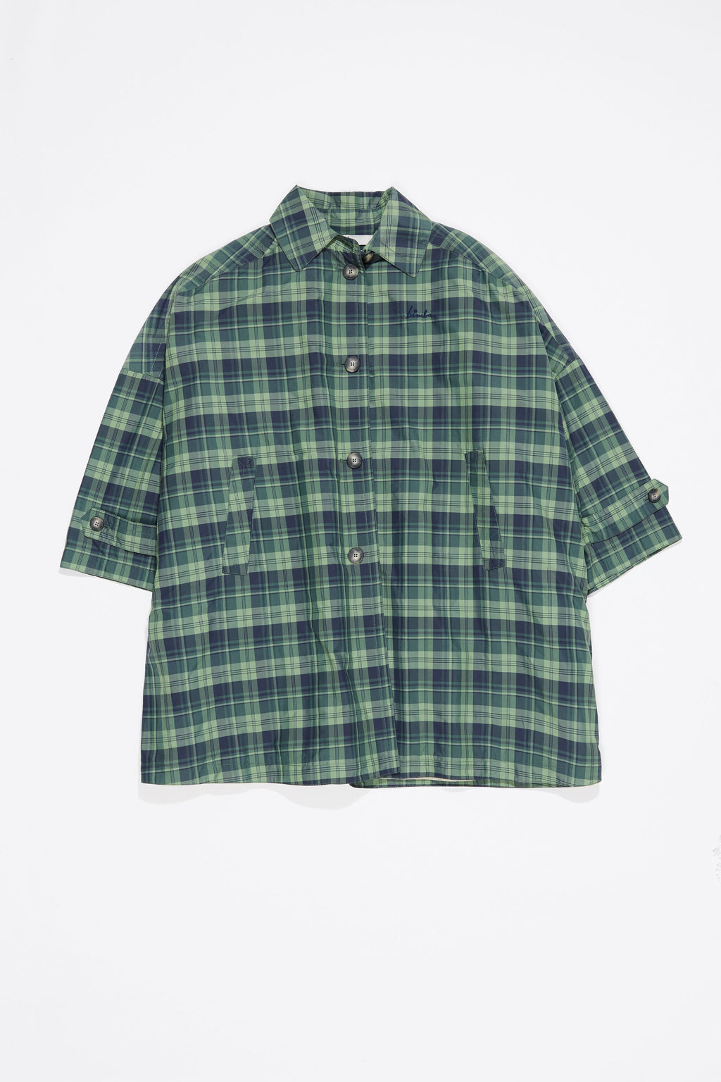 Light green checked trench vest