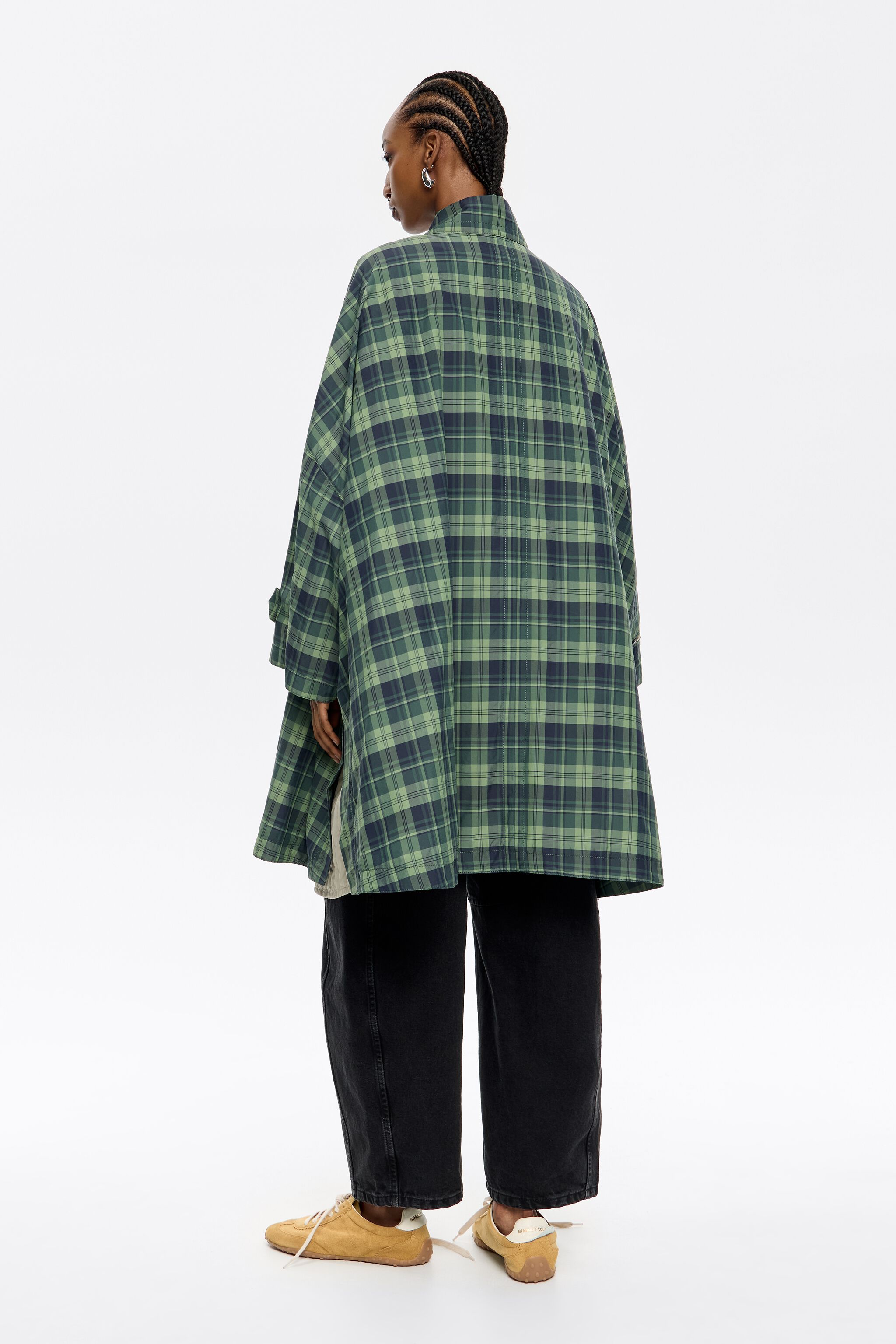 Light green checked trench vest