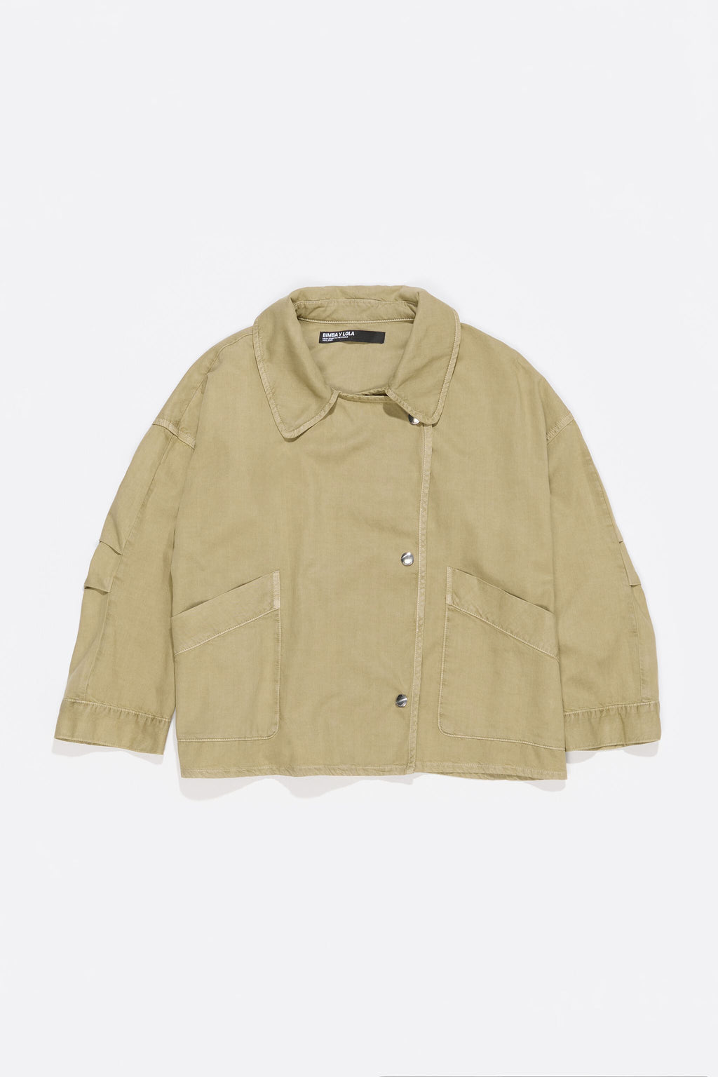 Light khaki fluid double-breasted jacket