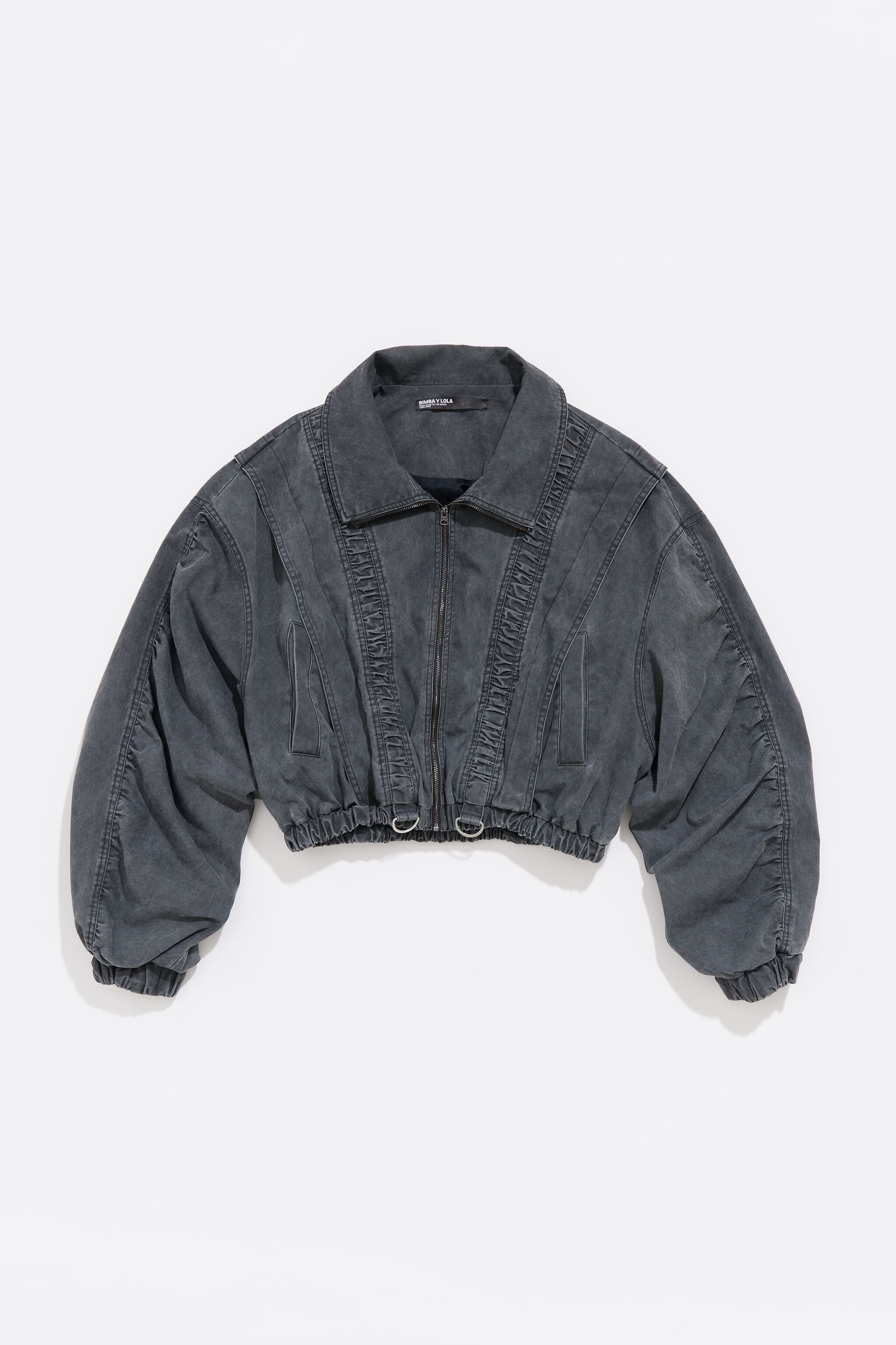 Black oversize ruched jacket