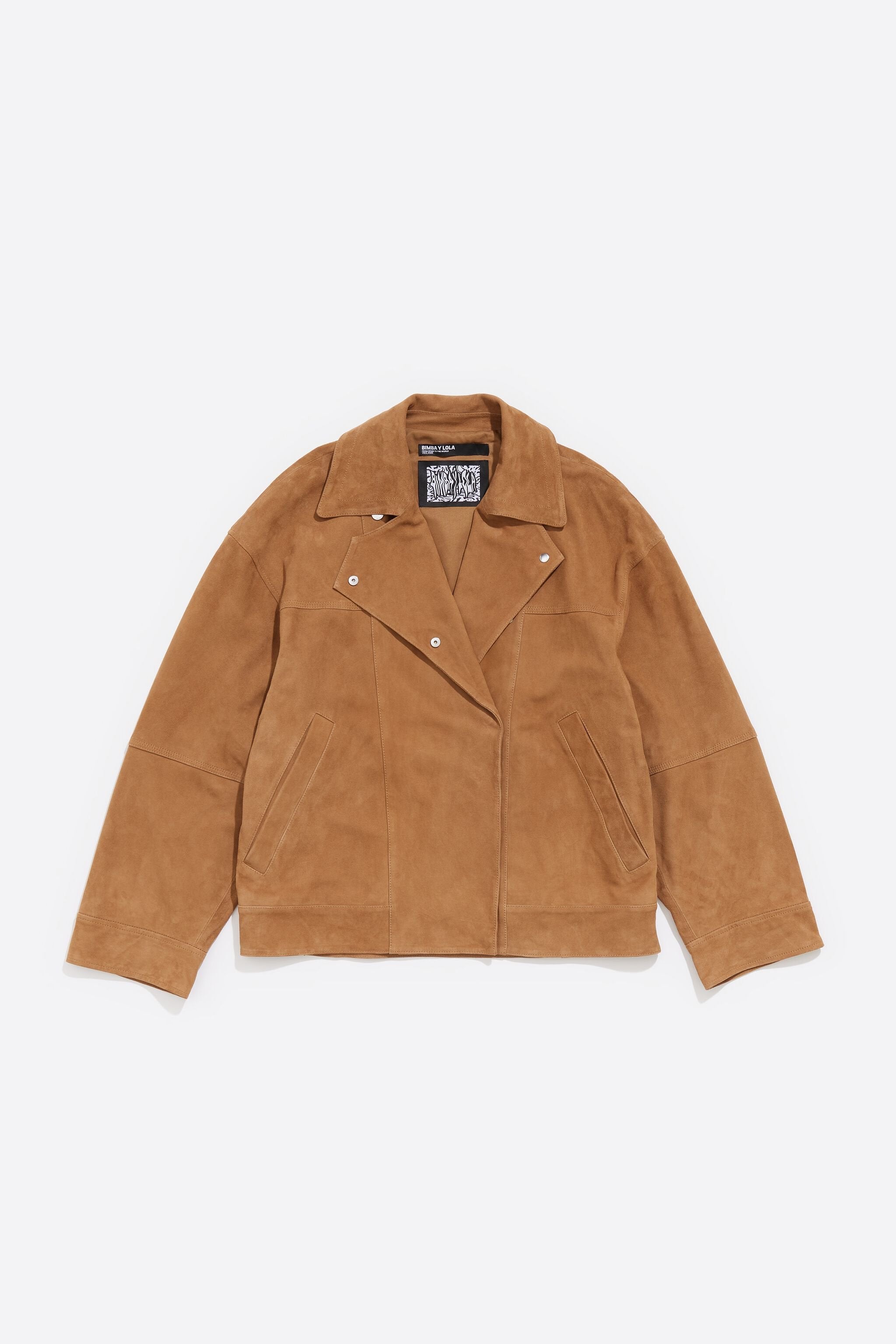 Camel suede double-breasted jacket