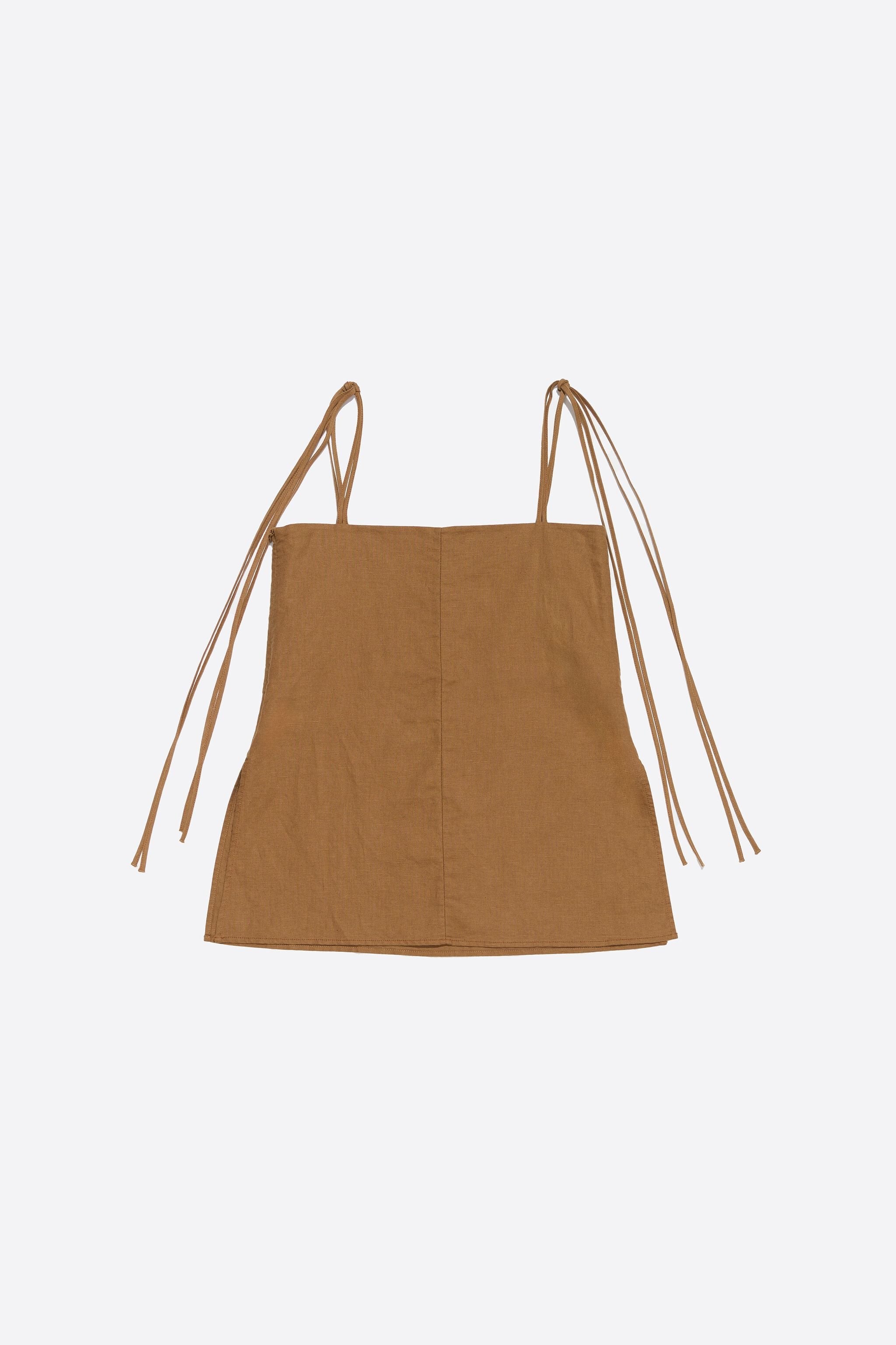 Light brown linen vest top
