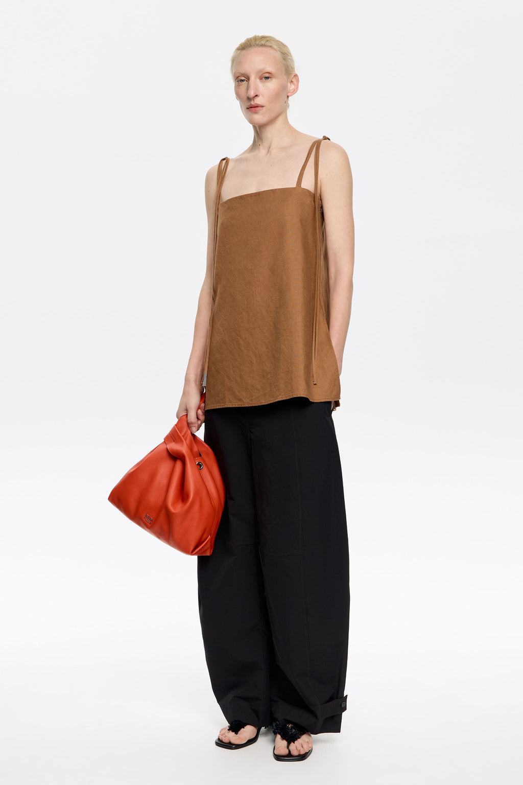 Light brown linen vest top