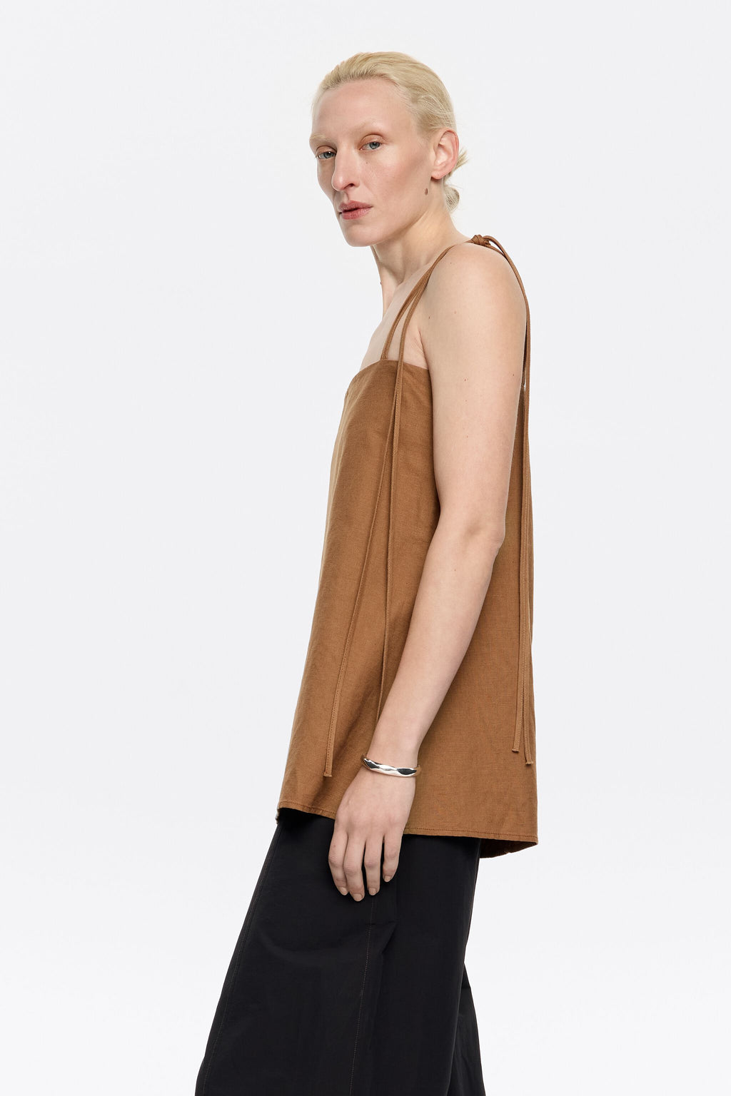 Light brown linen vest top