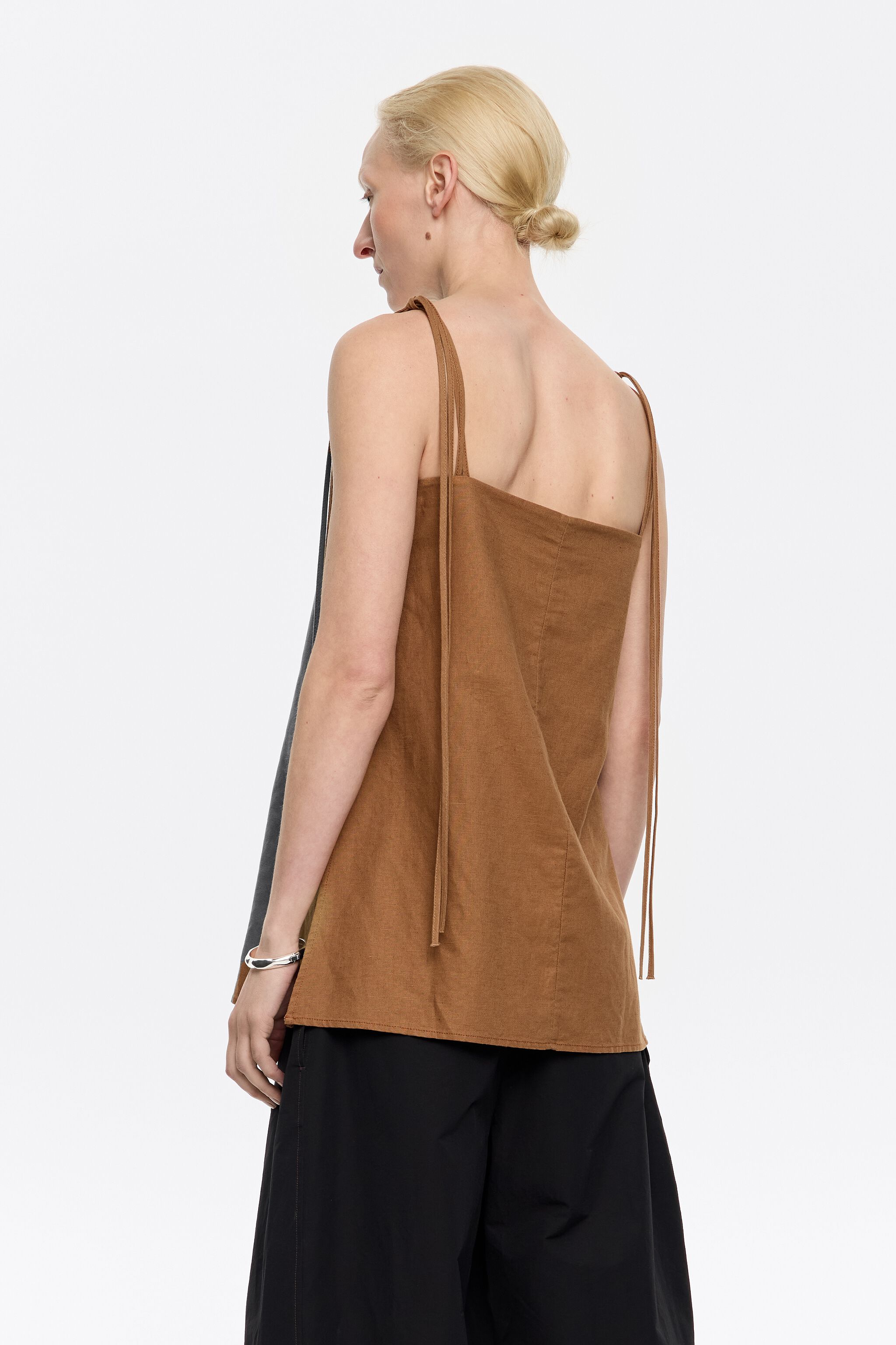 Light brown linen vest top