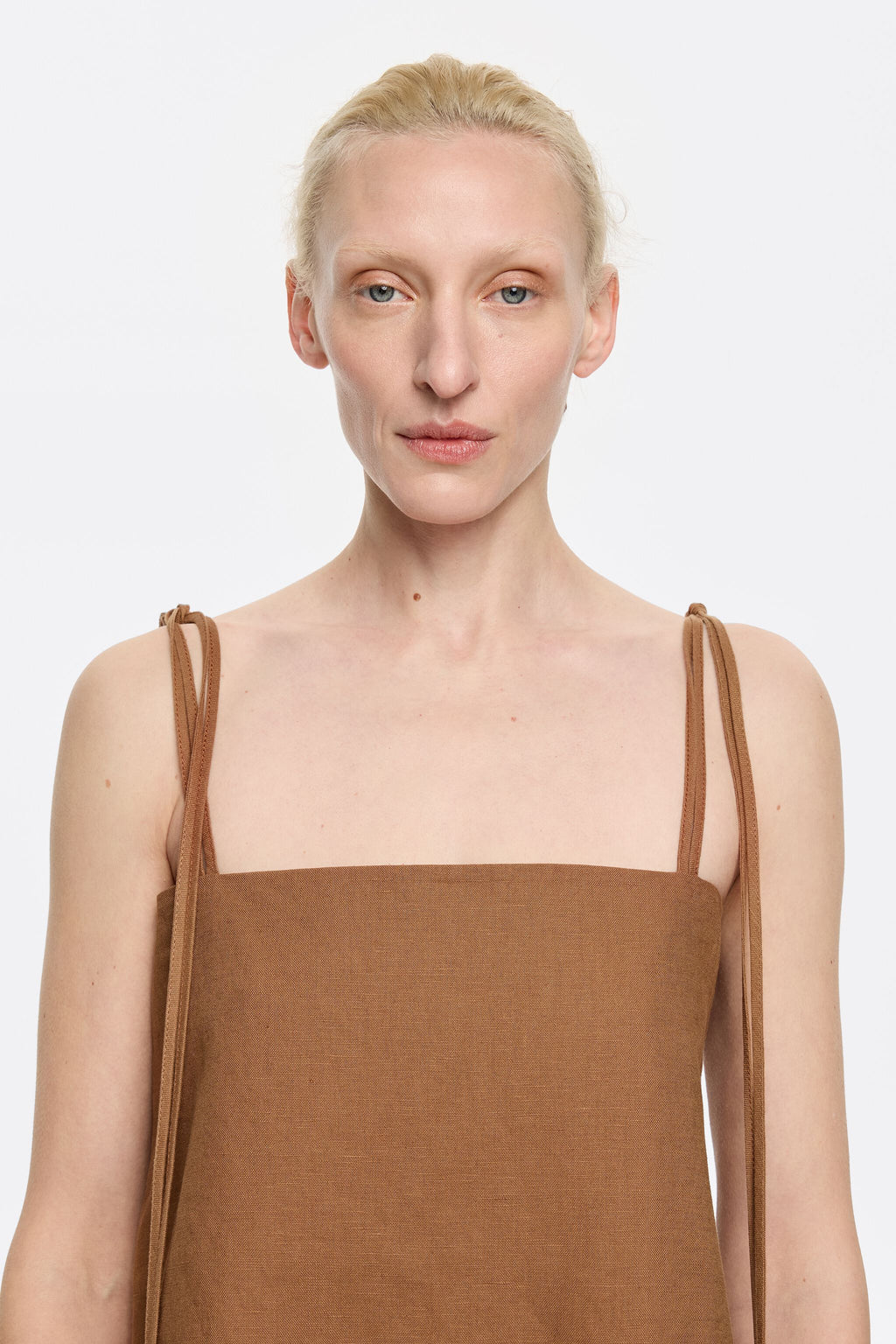 Light brown linen vest top