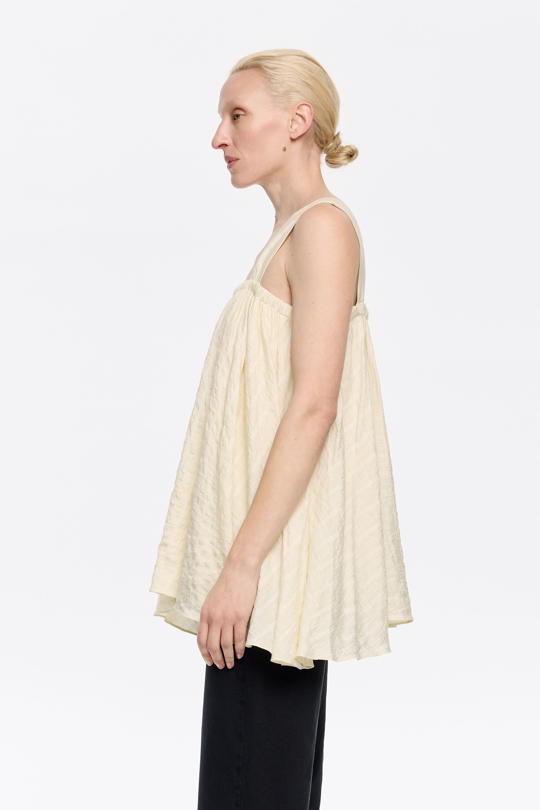 Butter yellow double-ruffle top
