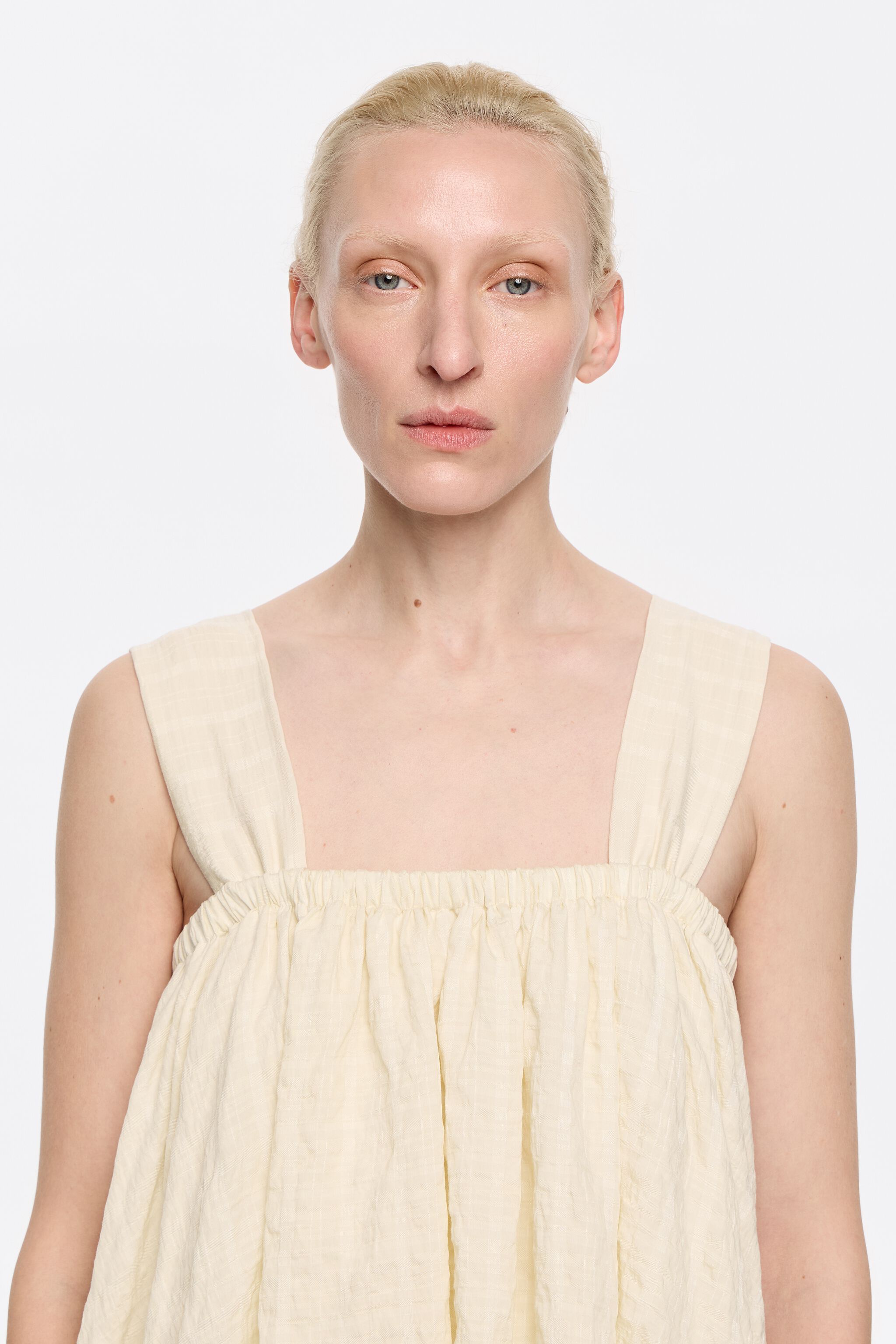 Butter yellow double-ruffle top