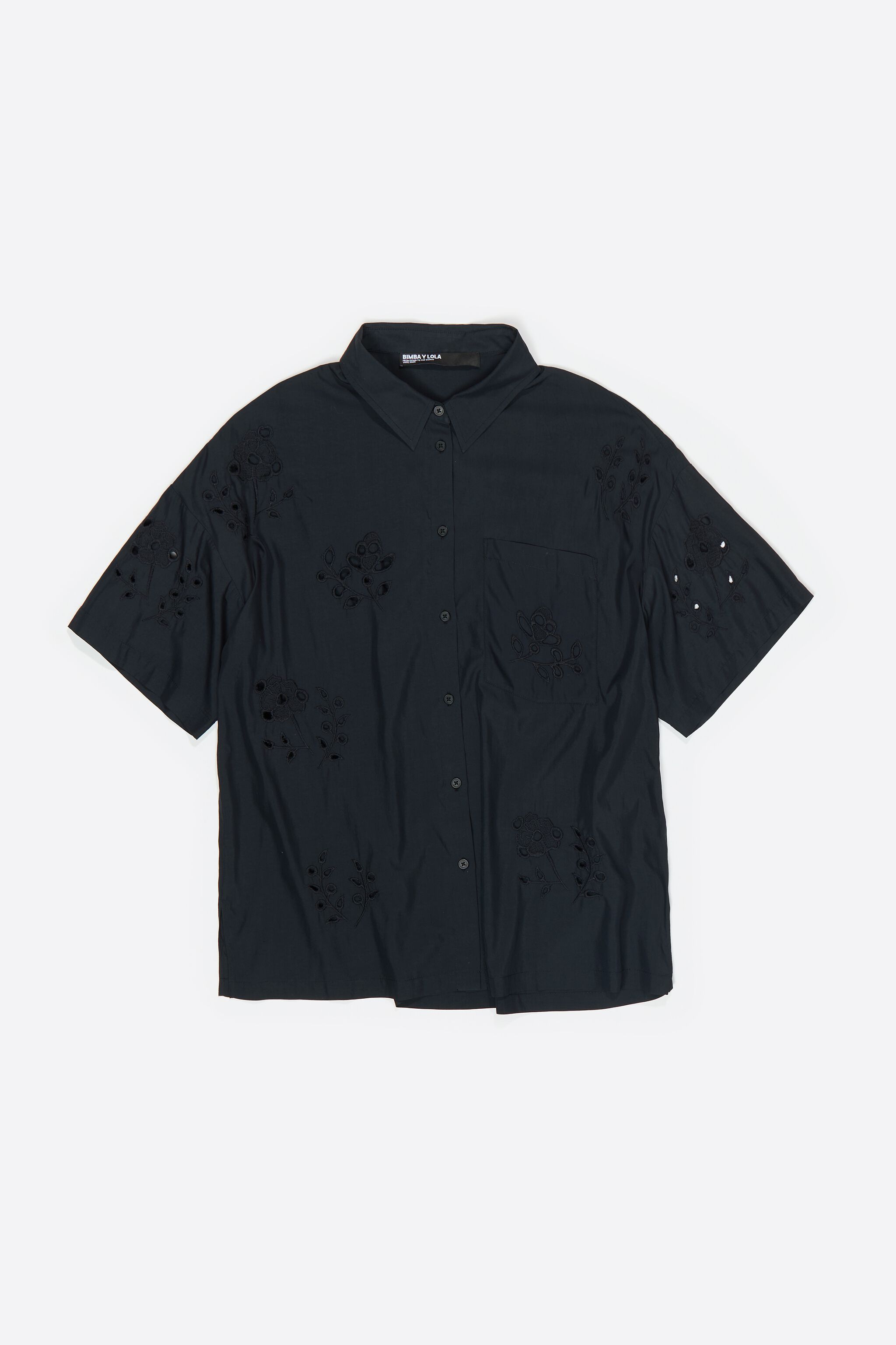 Oversize black shirt with embroidery