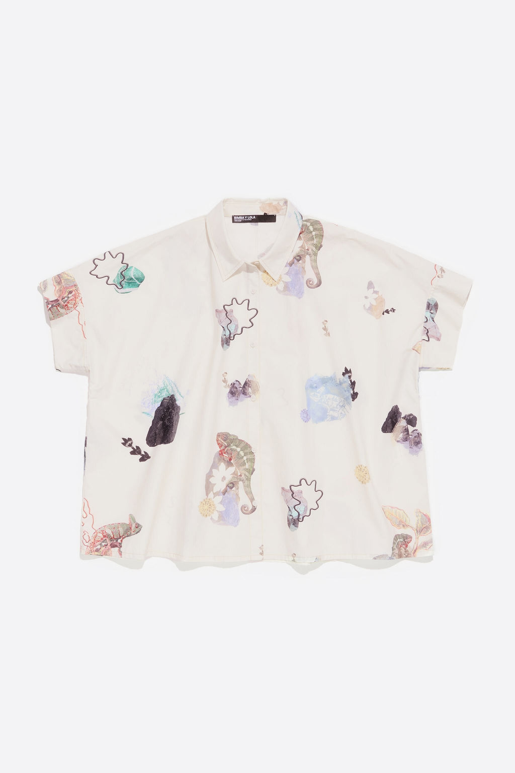 Oversize ivory Chameleon cotton shirt
