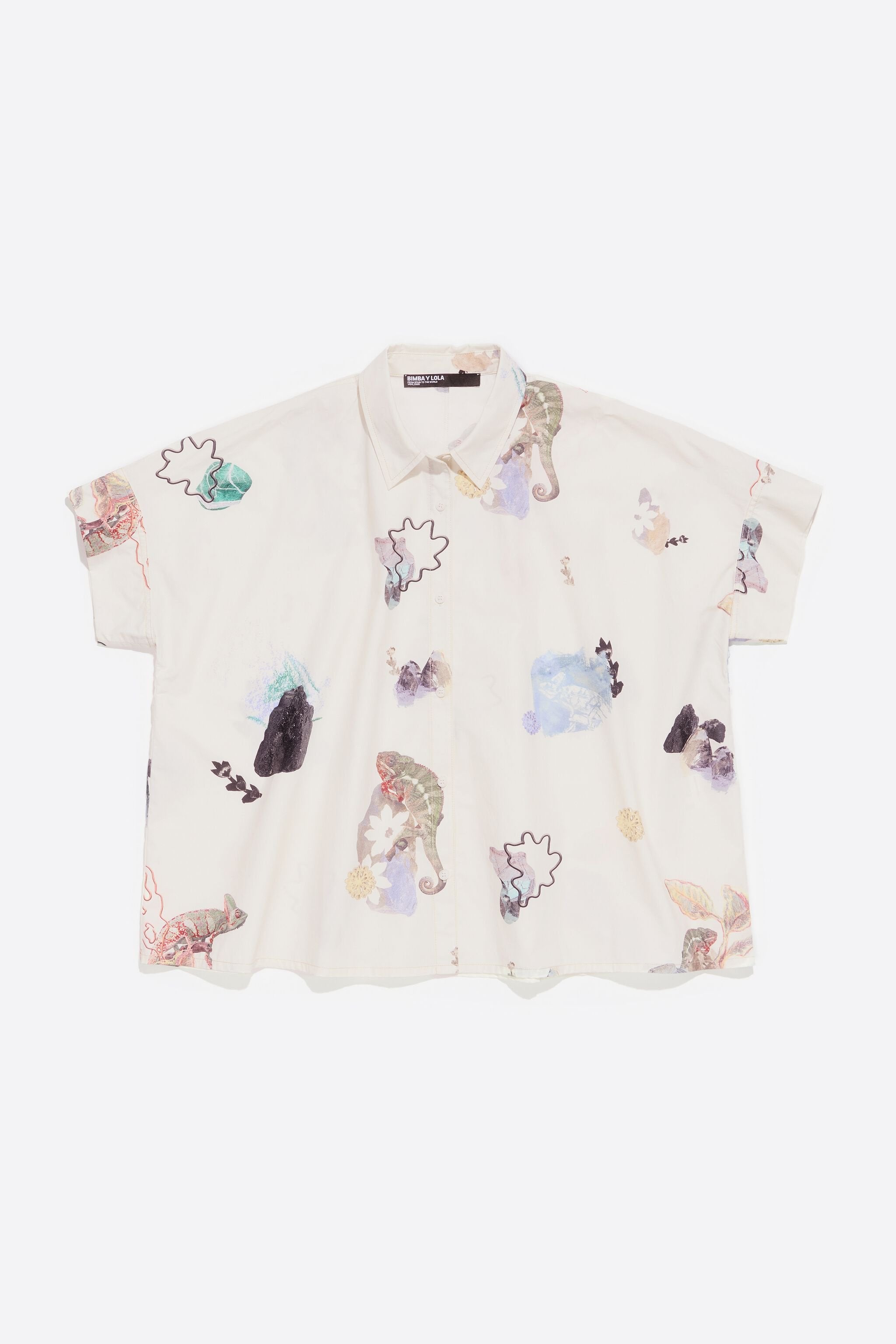 Oversize ivory Chameleon cotton shirt