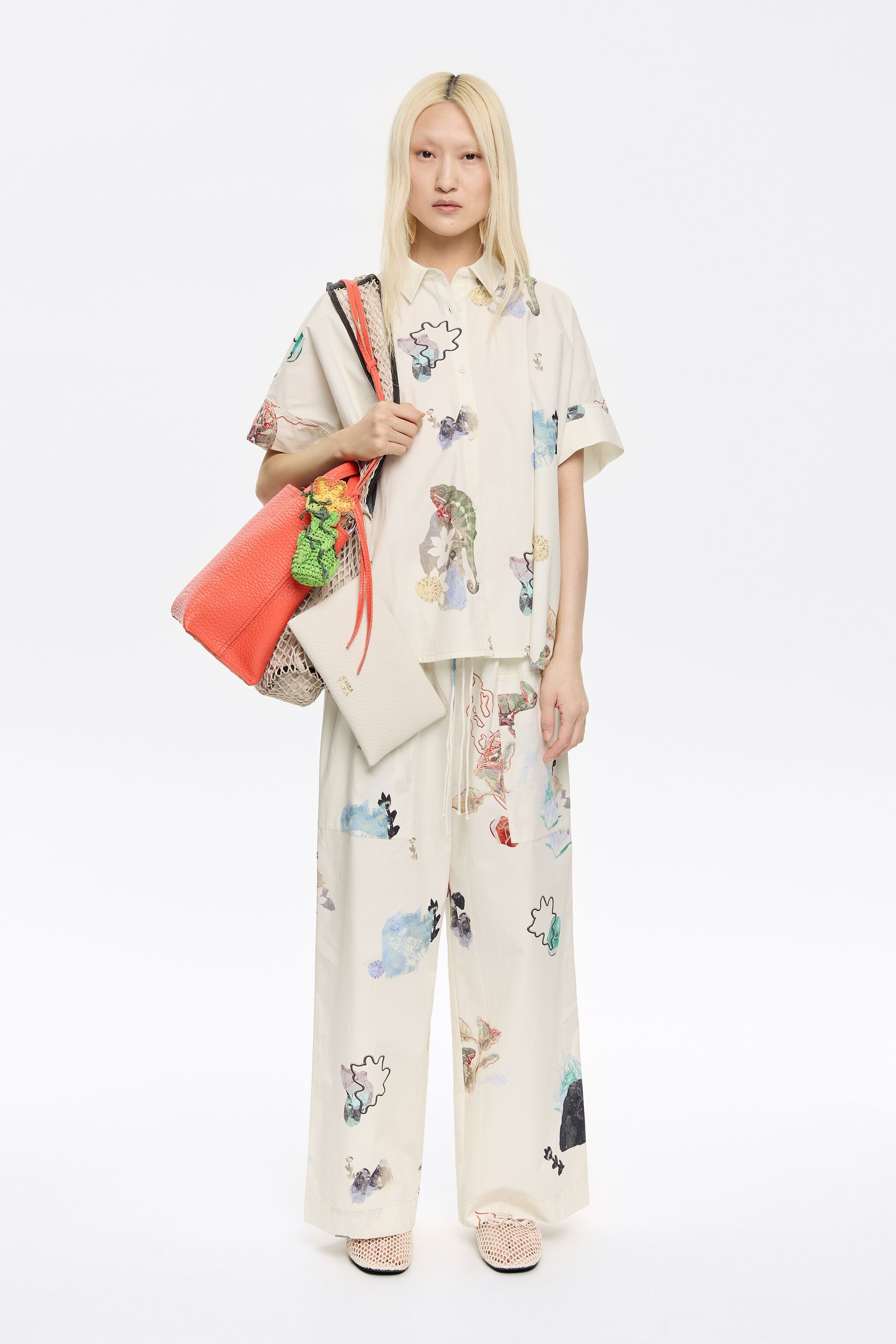 Oversize ivory Chameleon cotton shirt