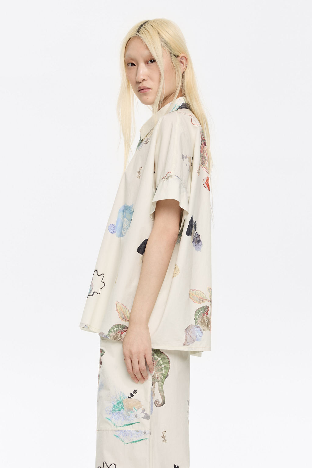 Oversize ivory Chameleon cotton shirt