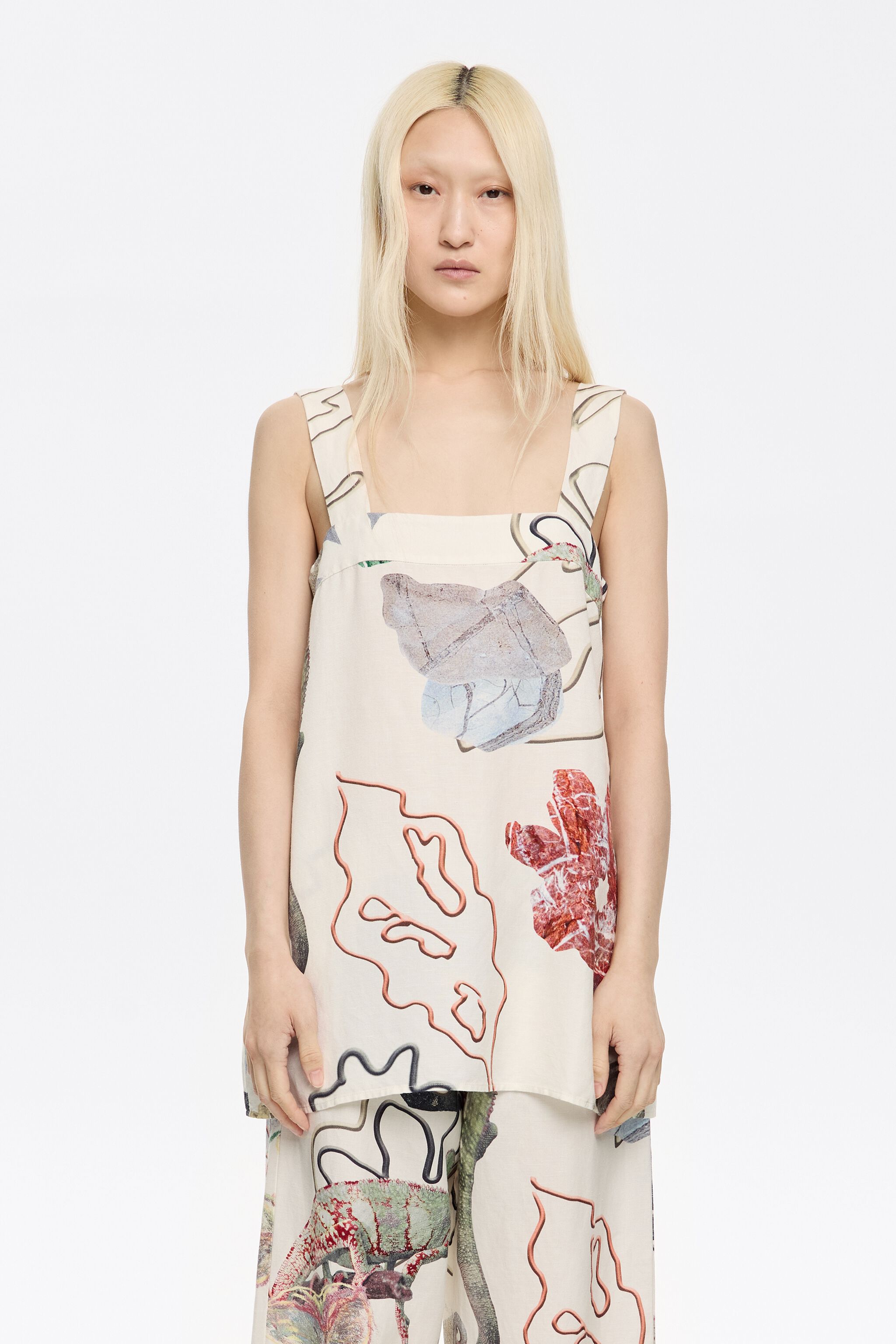 Ivory Chameleon linen vest top