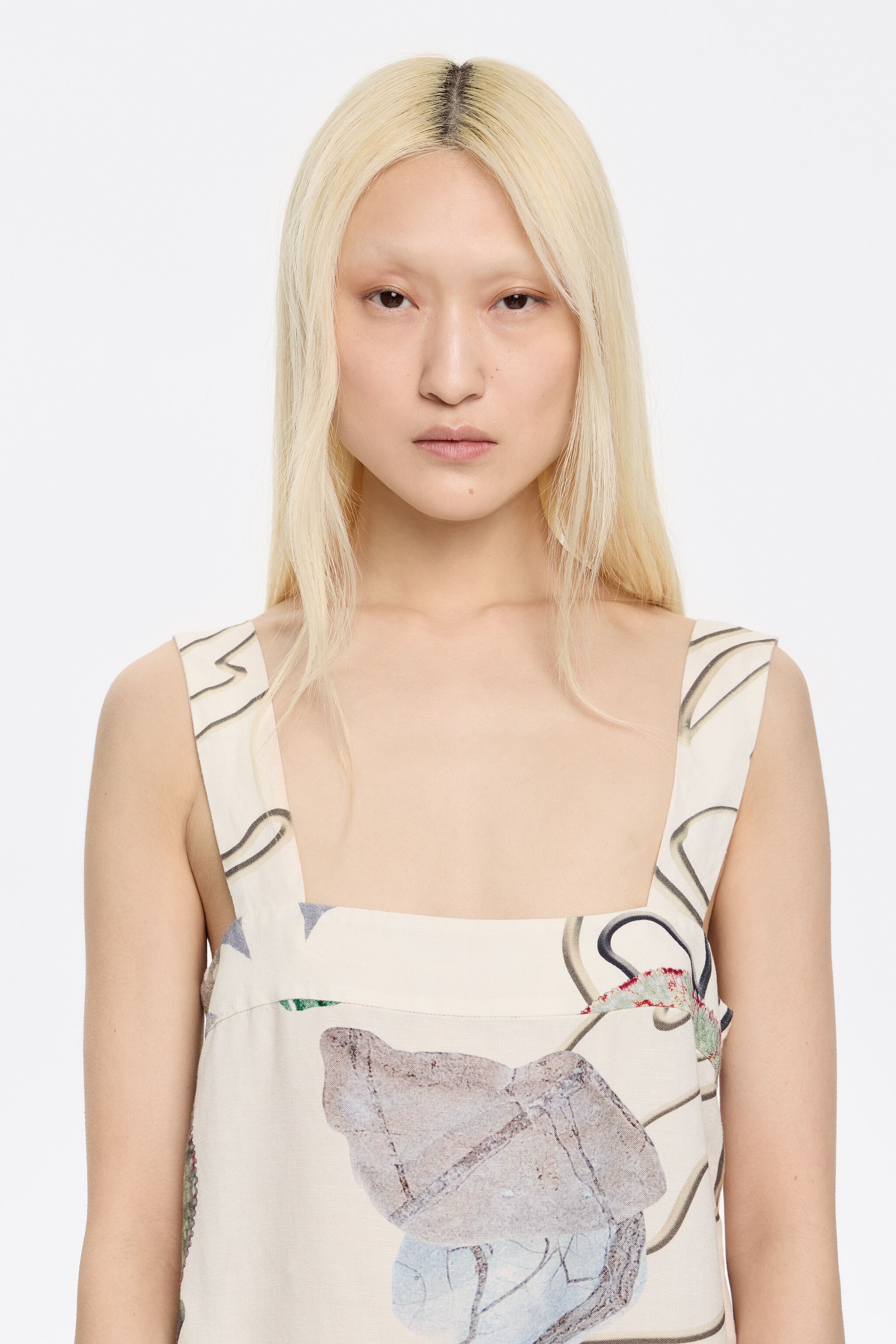 Ivory Chameleon linen vest top