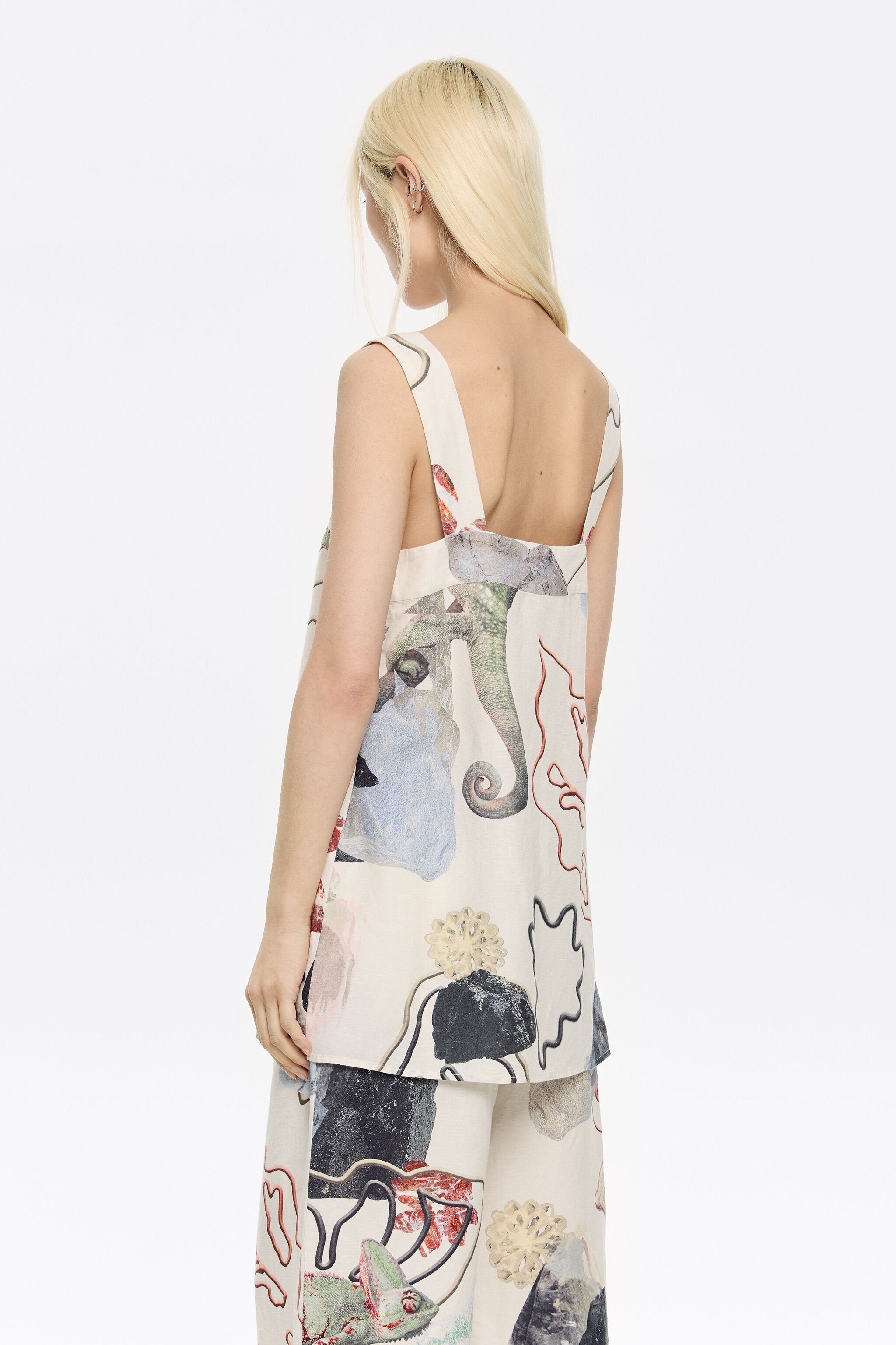 Ivory Chameleon linen vest top