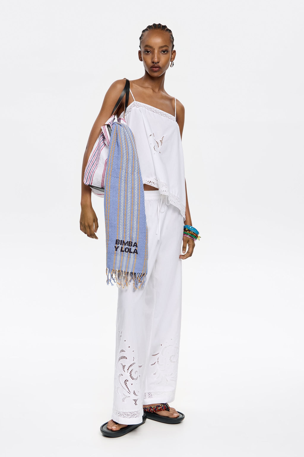 White embroidered vest top