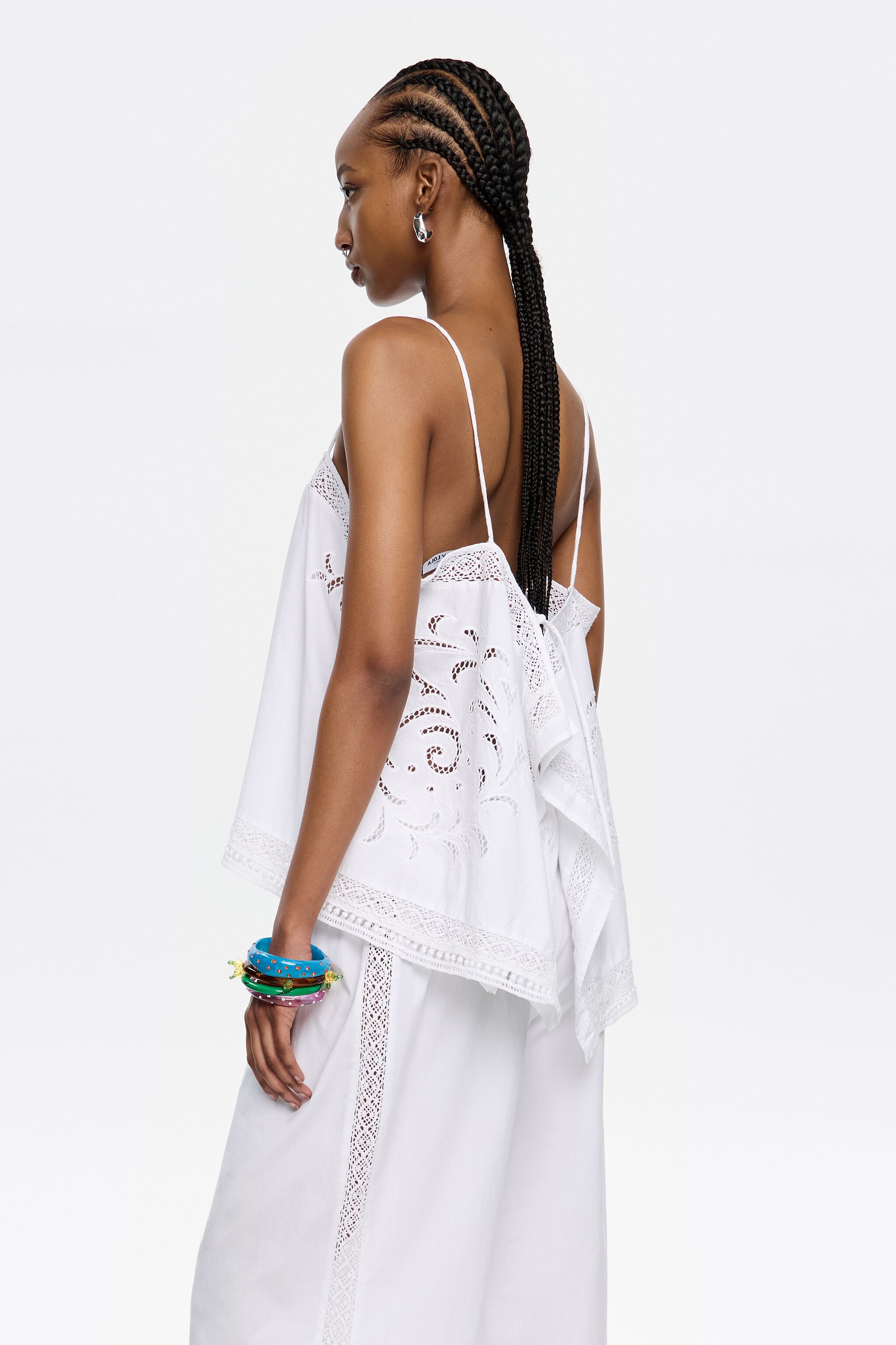 White embroidered vest top