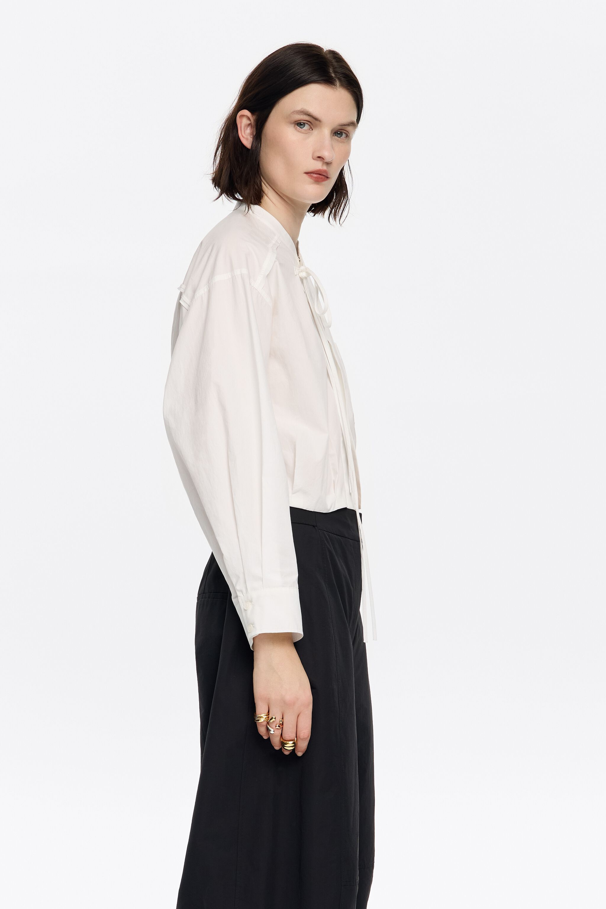 White balloon wrap shirt