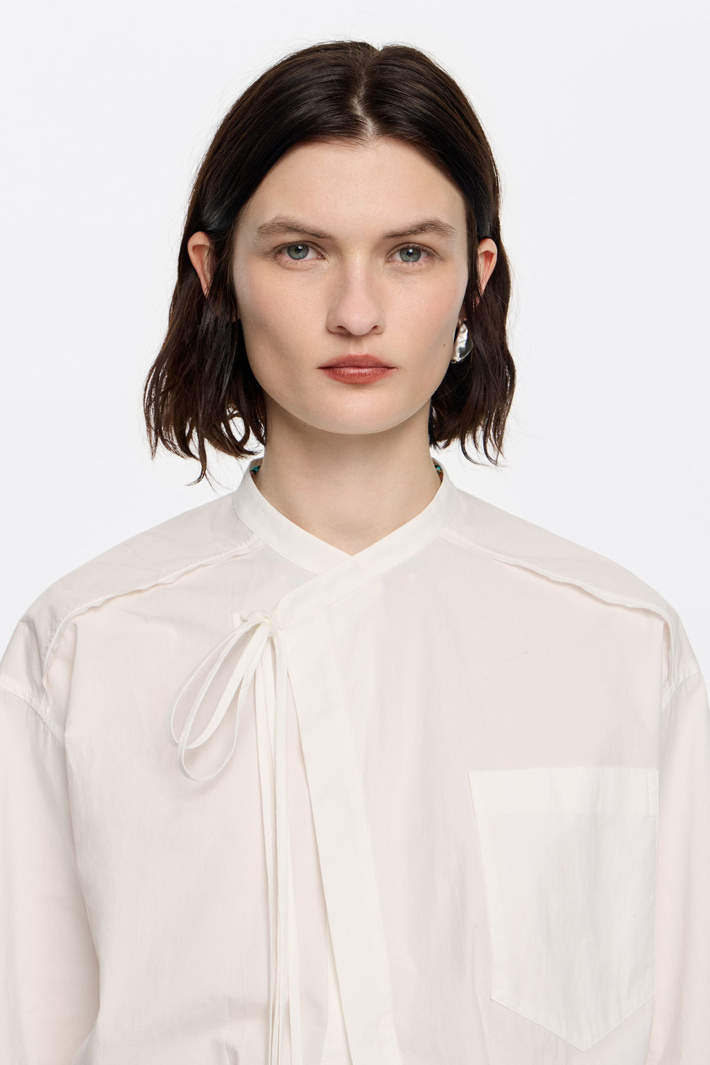 White balloon wrap shirt