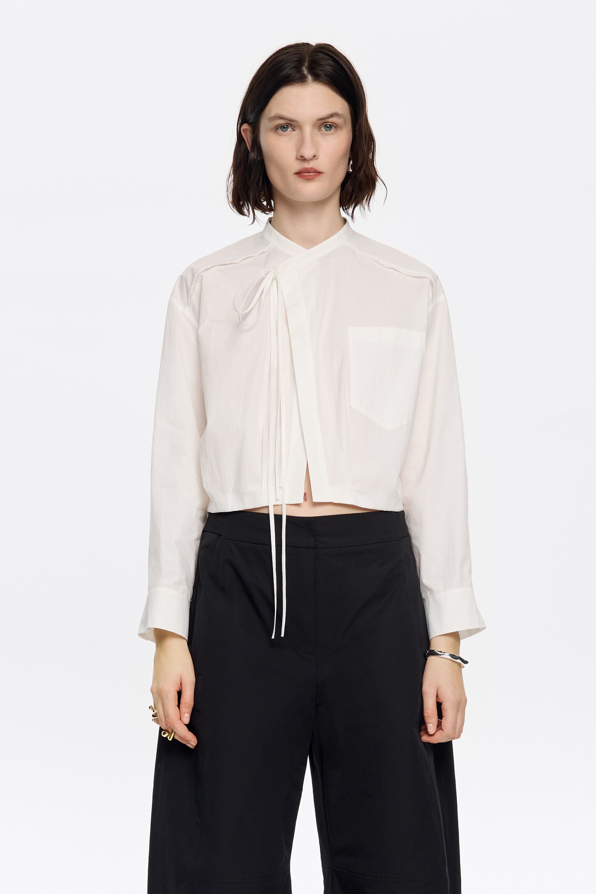 White balloon wrap shirt