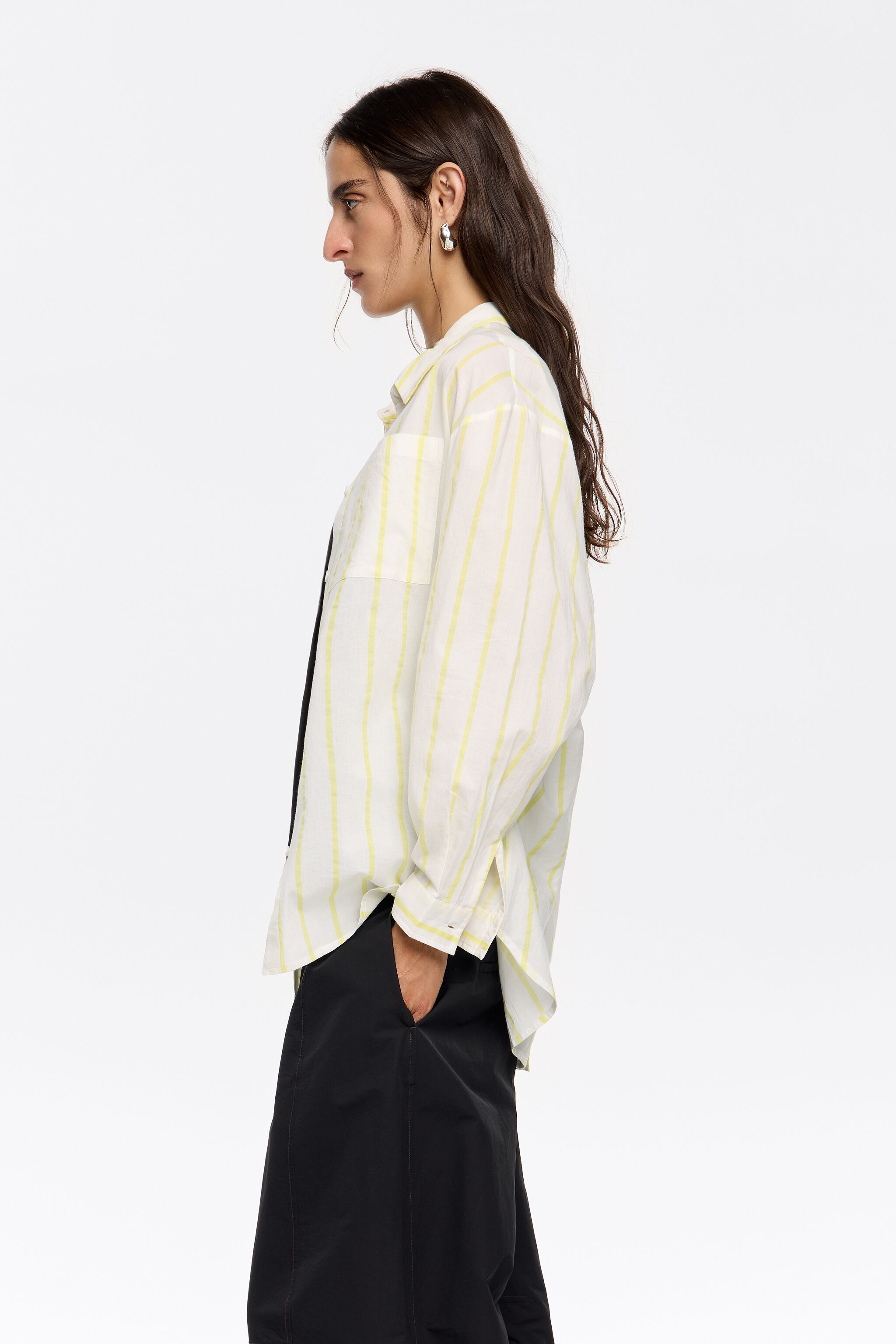 Yellow striped shirt with back knot