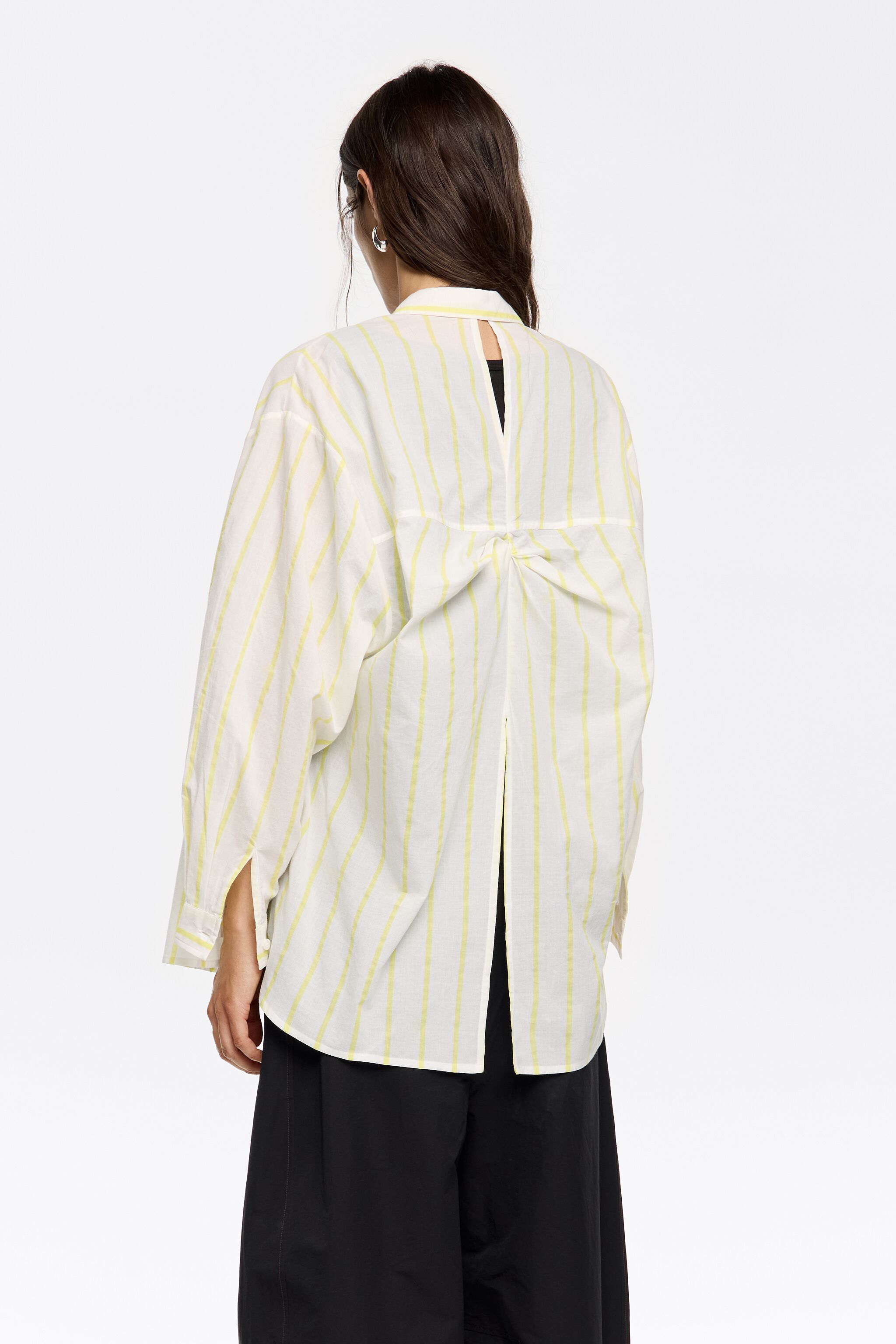 Yellow striped shirt with back knot